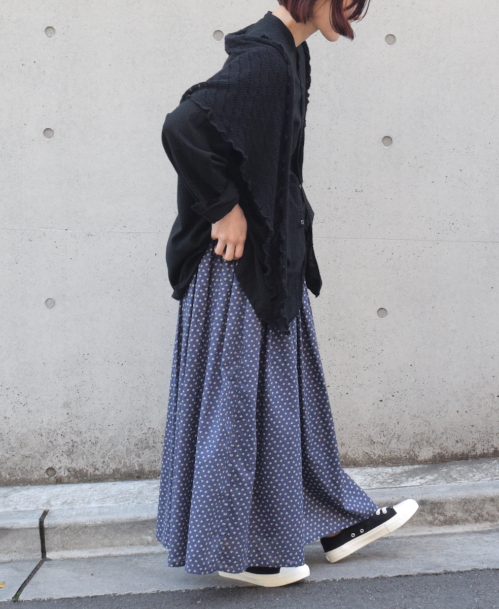 NSL25105(スカート) 80s COTTON VOILE SMALL FLOWER PRINT GATHERED SKIRT