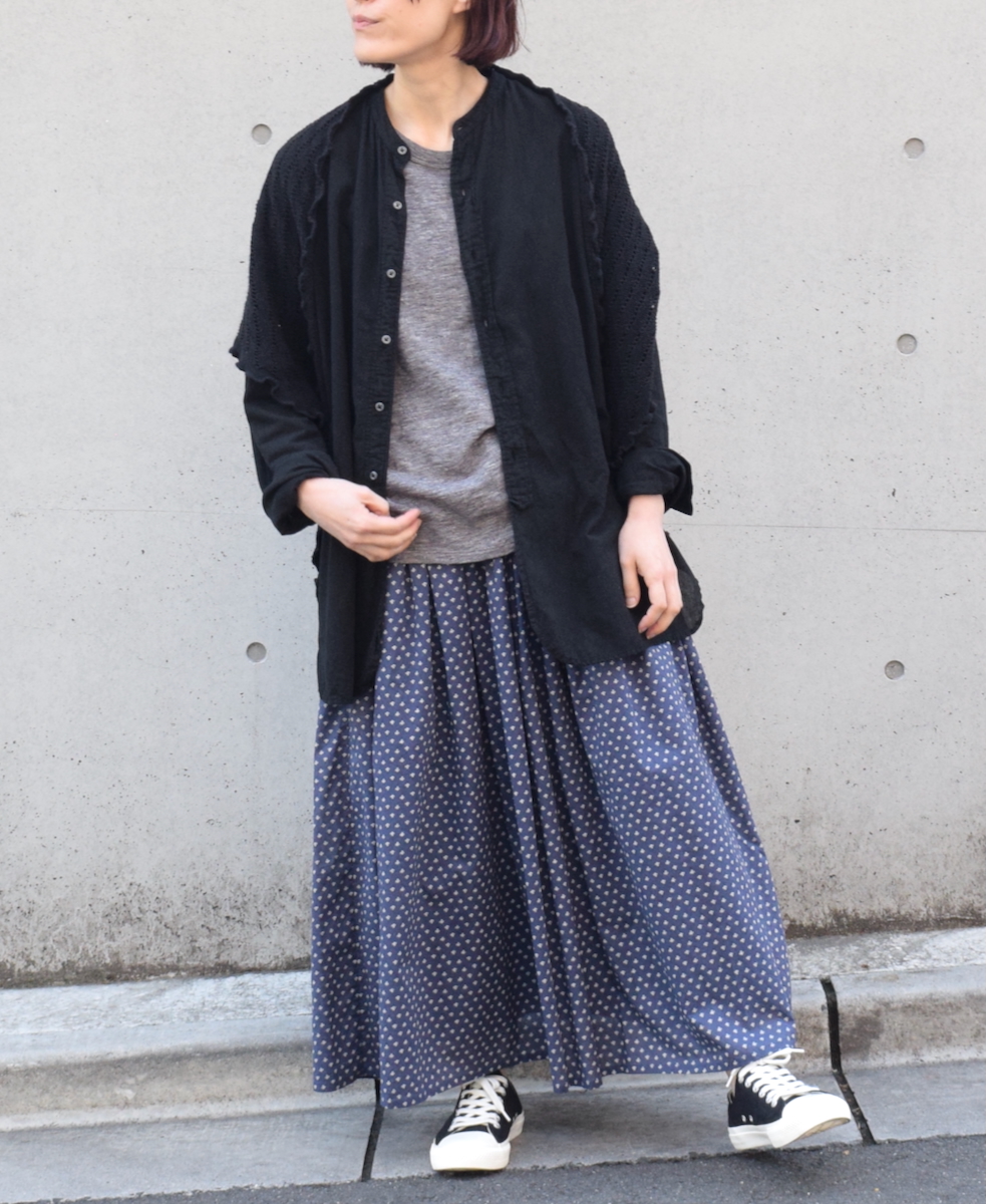 NSL25105(スカート) 80s COTTON VOILE SMALL FLOWER PRINT GATHERED SKIRT