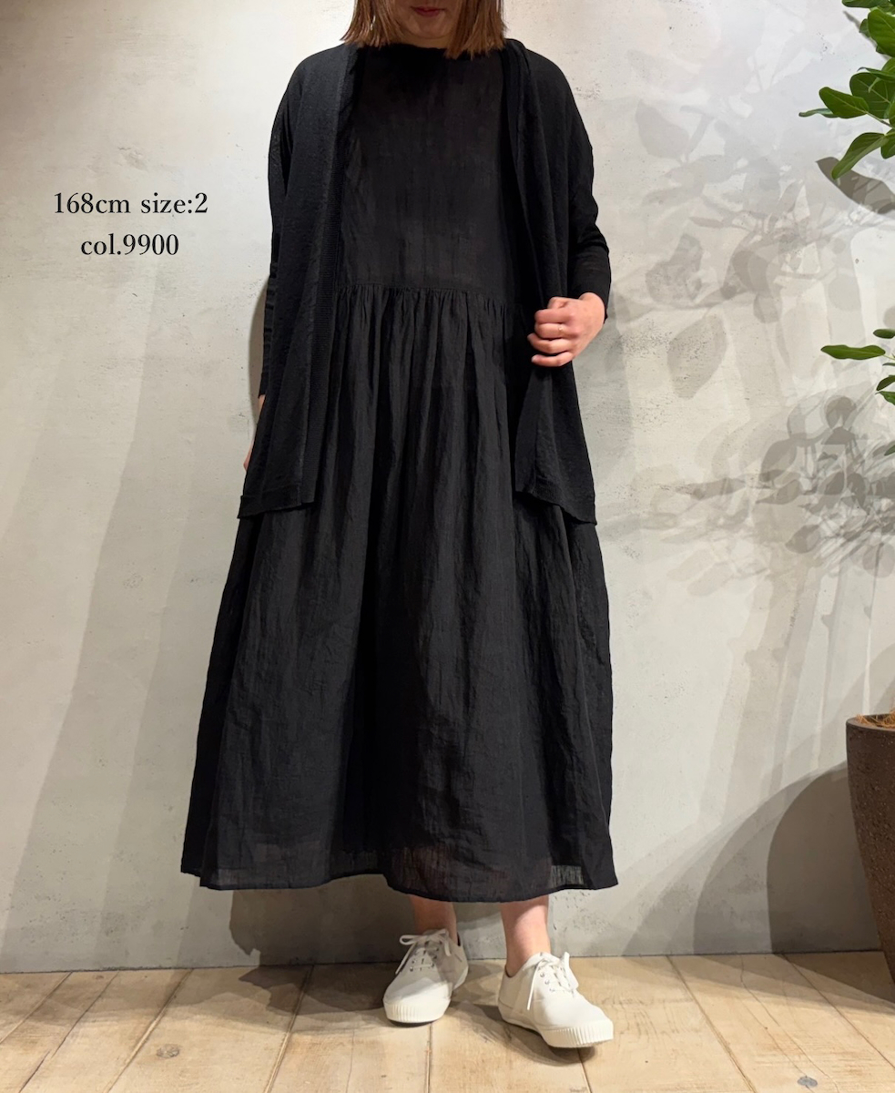 NMDS25244(ワンピース) 80s POWER LOOM LINEN PLAIN BOAT-NECK LACE PULLOVER DRESS