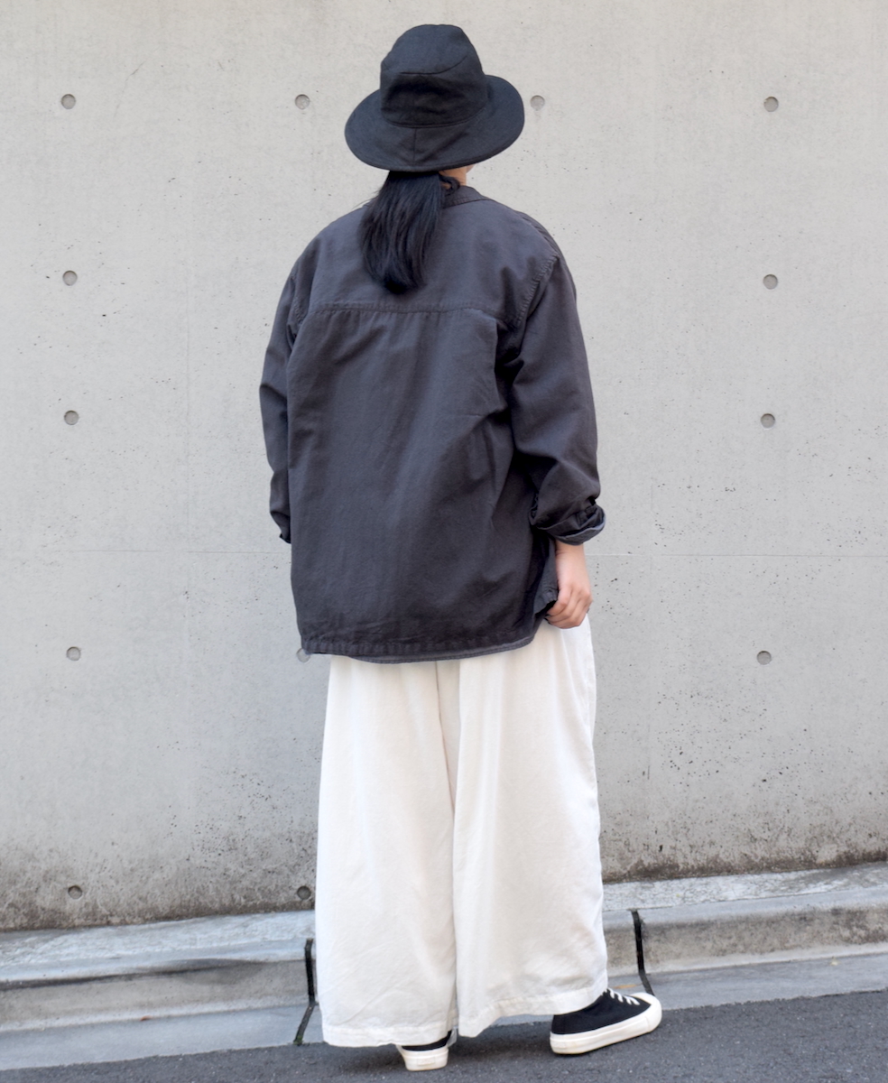 INHT2512CLD(シャツ) COTTON LINEN PLAIN OVERDYE ONE-UP COLLAR SHIRT