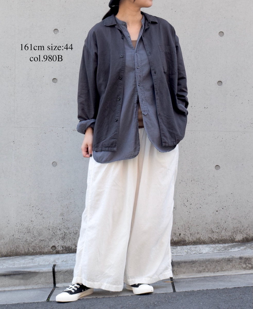 INHT2512CLD(シャツ) COTTON LINEN PLAIN OVERDYE ONE-UP COLLAR SHIRT