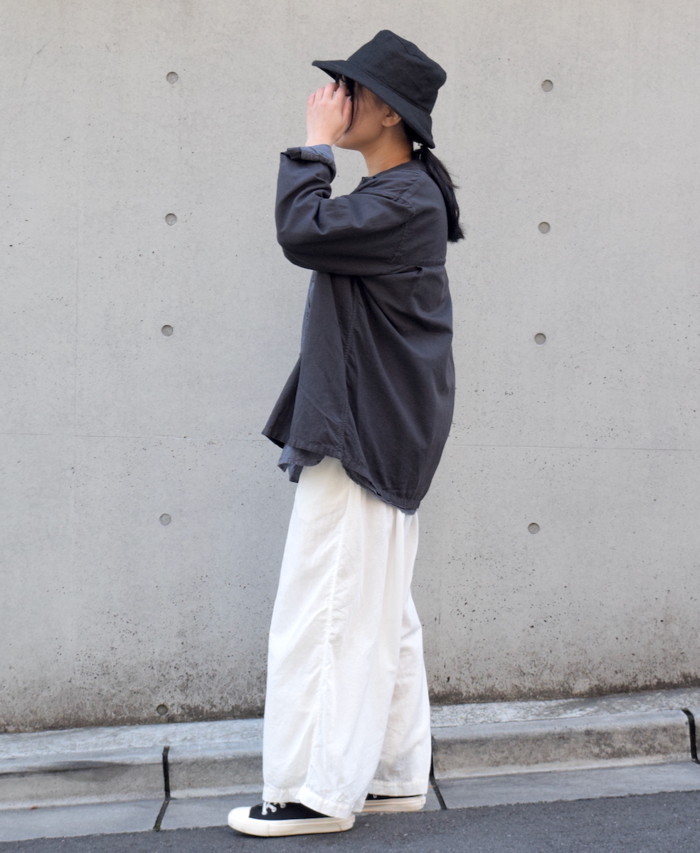 INHT2512CLD(シャツ) COTTON LINEN PLAIN OVERDYE ONE-UP COLLAR SHIRT