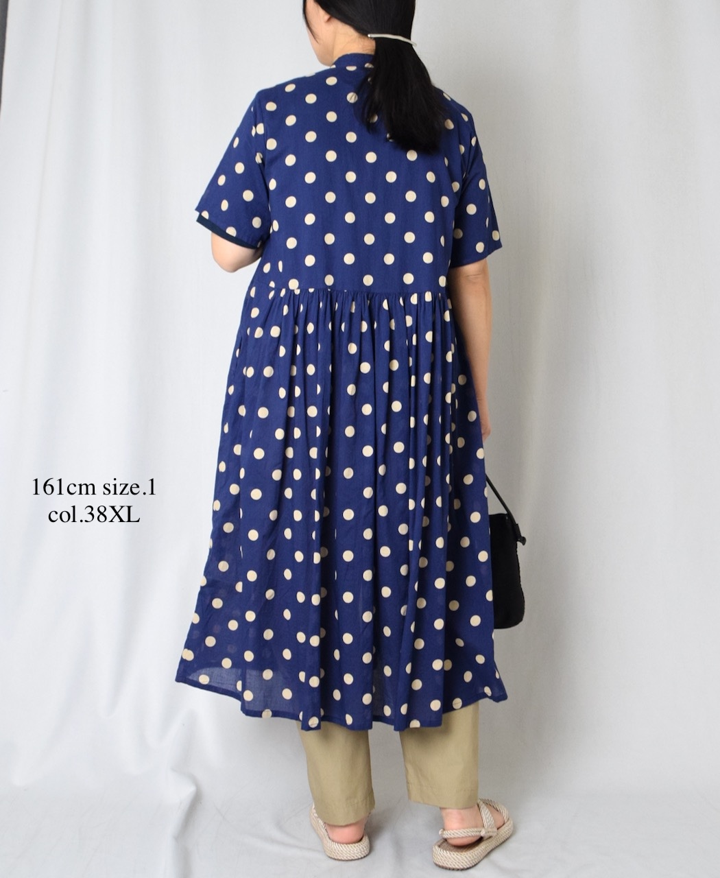NSL22013 (ワンピース) 80s COTTON VOILE DOT PRINT BANDED COLLAR S/SL DRESS