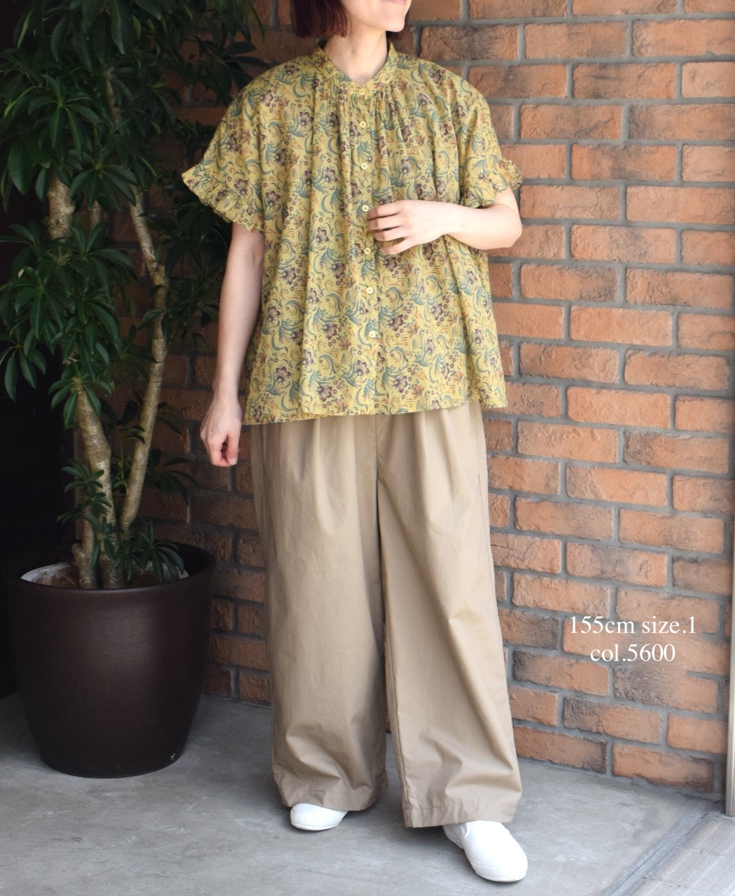 NSL25091(シャツ) 80s VOILE PAISLEY FLOWER PRINT BANDED COLLAR FRILL/SL SHIRT