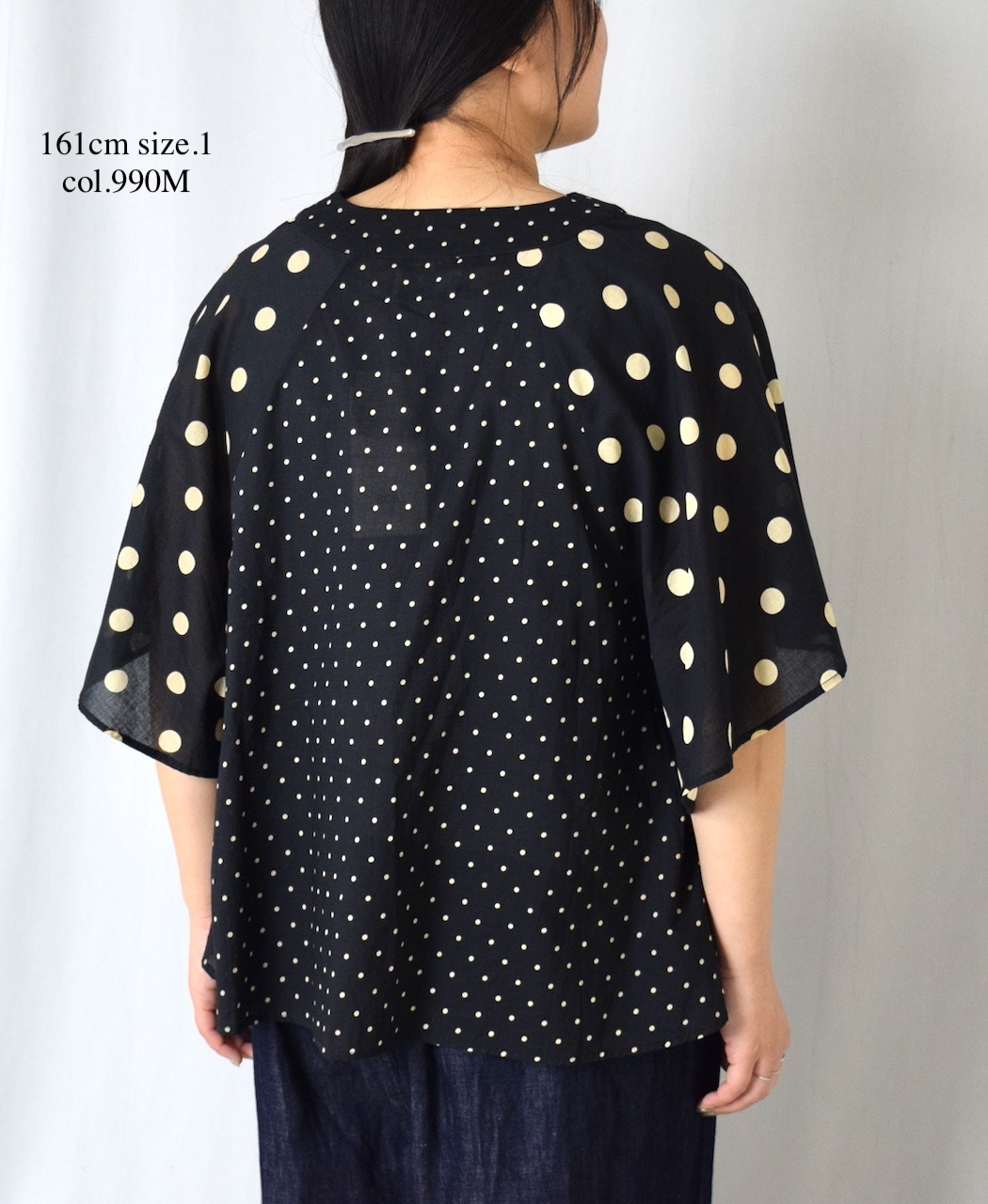 NSL25015(シャツ) 80s VOILE DOT PRINT(PATCHWORK) V-NECK FRARED SLEEVE PULLOVER
