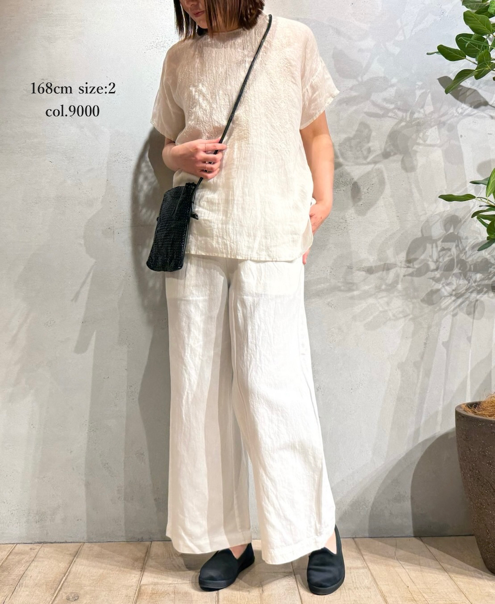 NMDS25242(シャツ) 80s POWER LOOM LINEN PLAIN BACK OPENING CREW-NECK S/SL EMB SHIRT