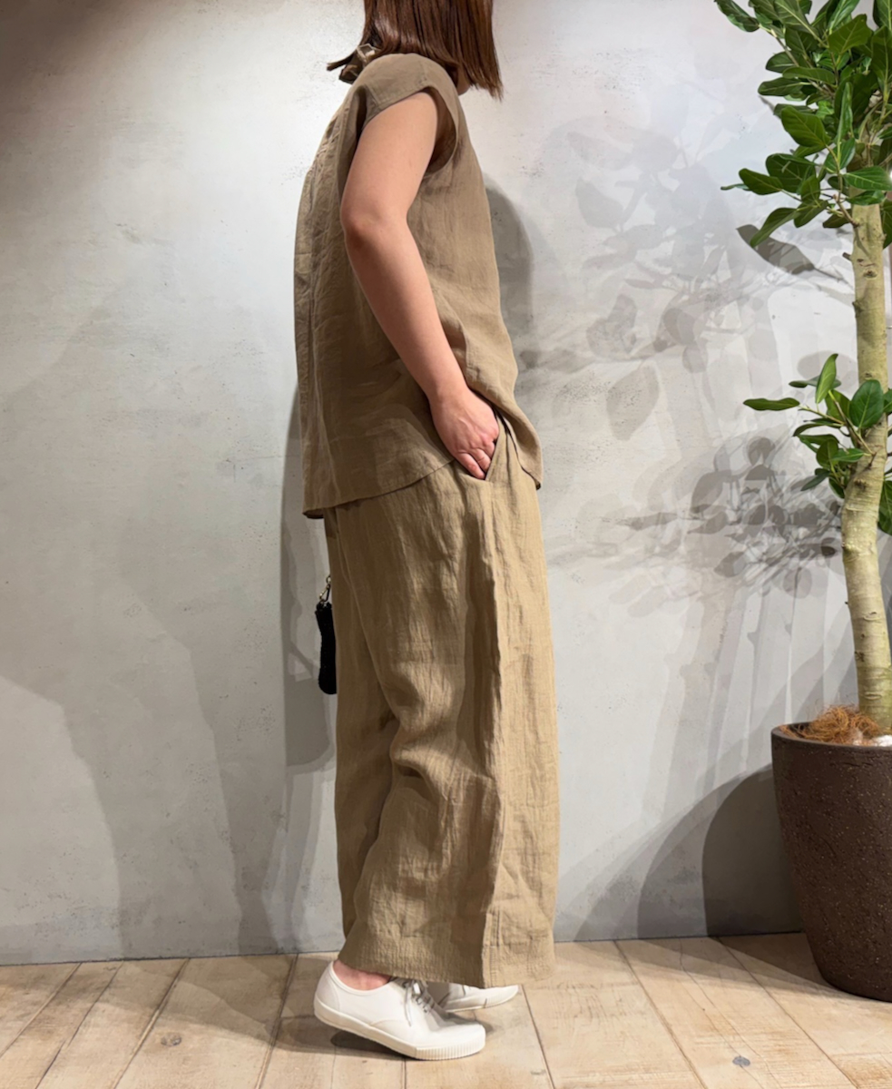 INMDS25004(パンツ)YARN DYE AUTO LOOM 60s LINEN PLAIN EASY PANTS
