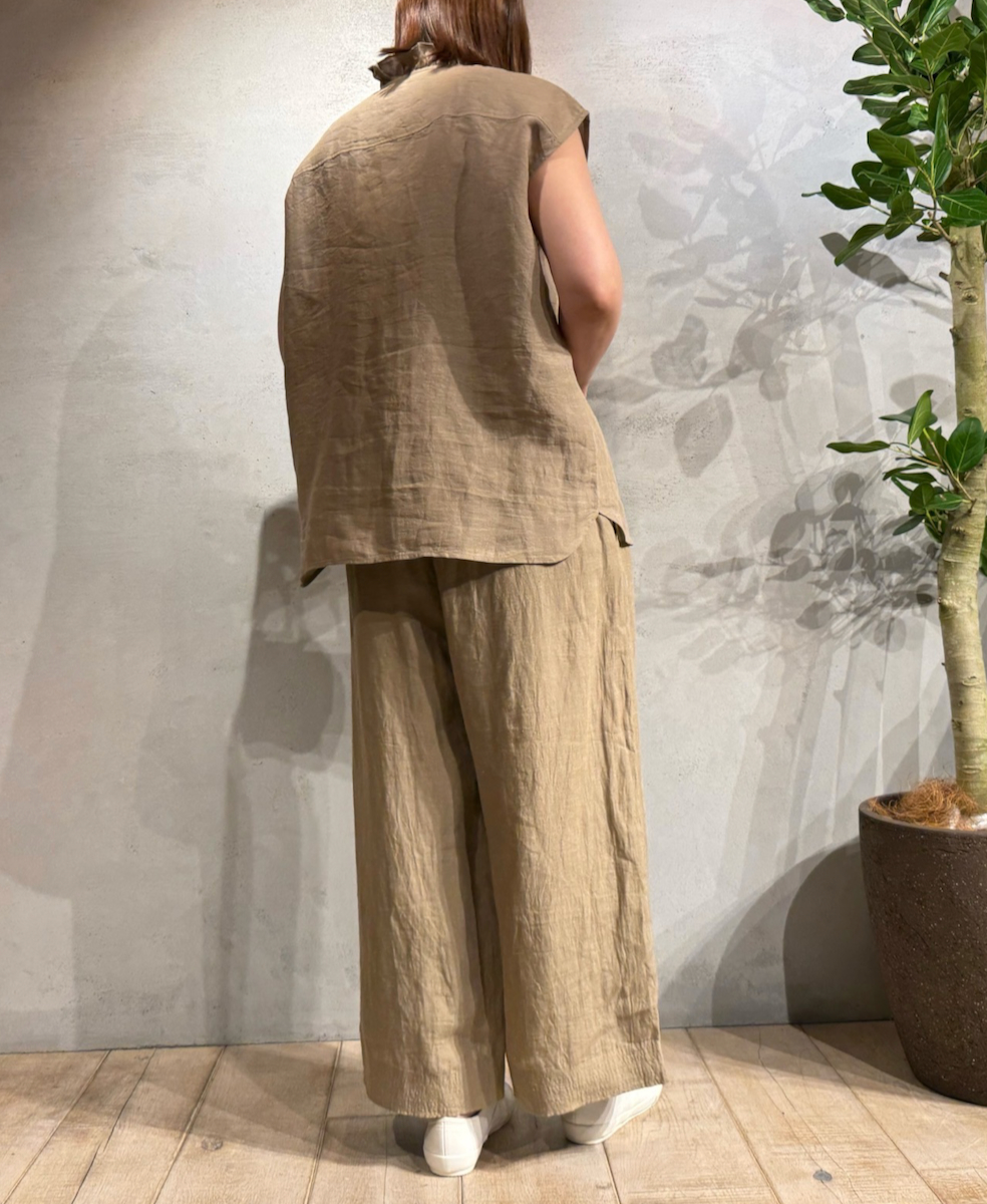INMDS25004(パンツ)YARN DYE AUTO LOOM 60s LINEN PLAIN EASY PANTS