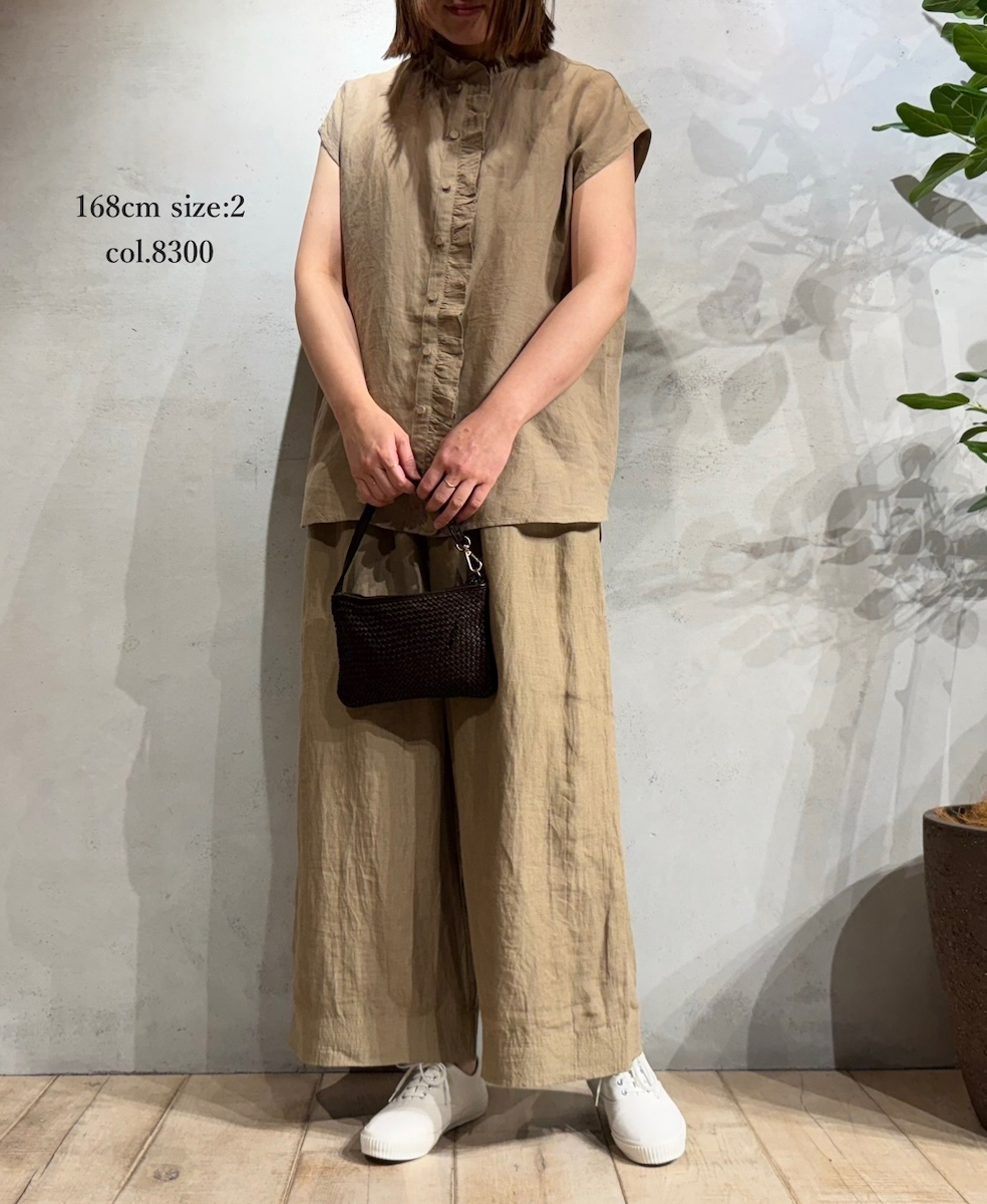INMDS25005(シャツ)YARN DYE AUTO LOOM 60s LINEN PLAIN NO/SL FRILL COLLAR SHIRT