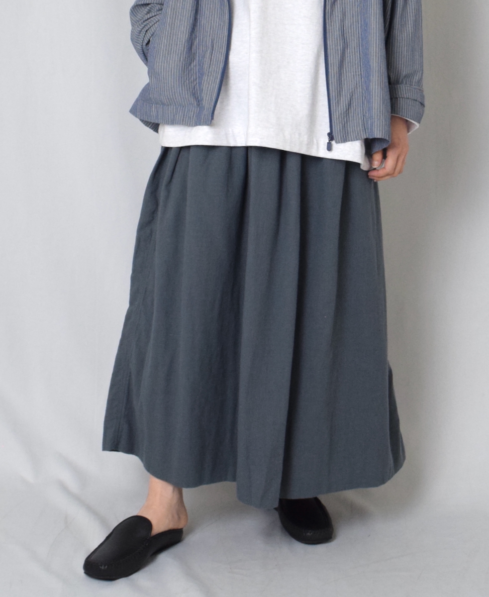 INAM2504G3D(スカート) 30s GAUZE OVERDYE　EASY GATHERED SKIRT