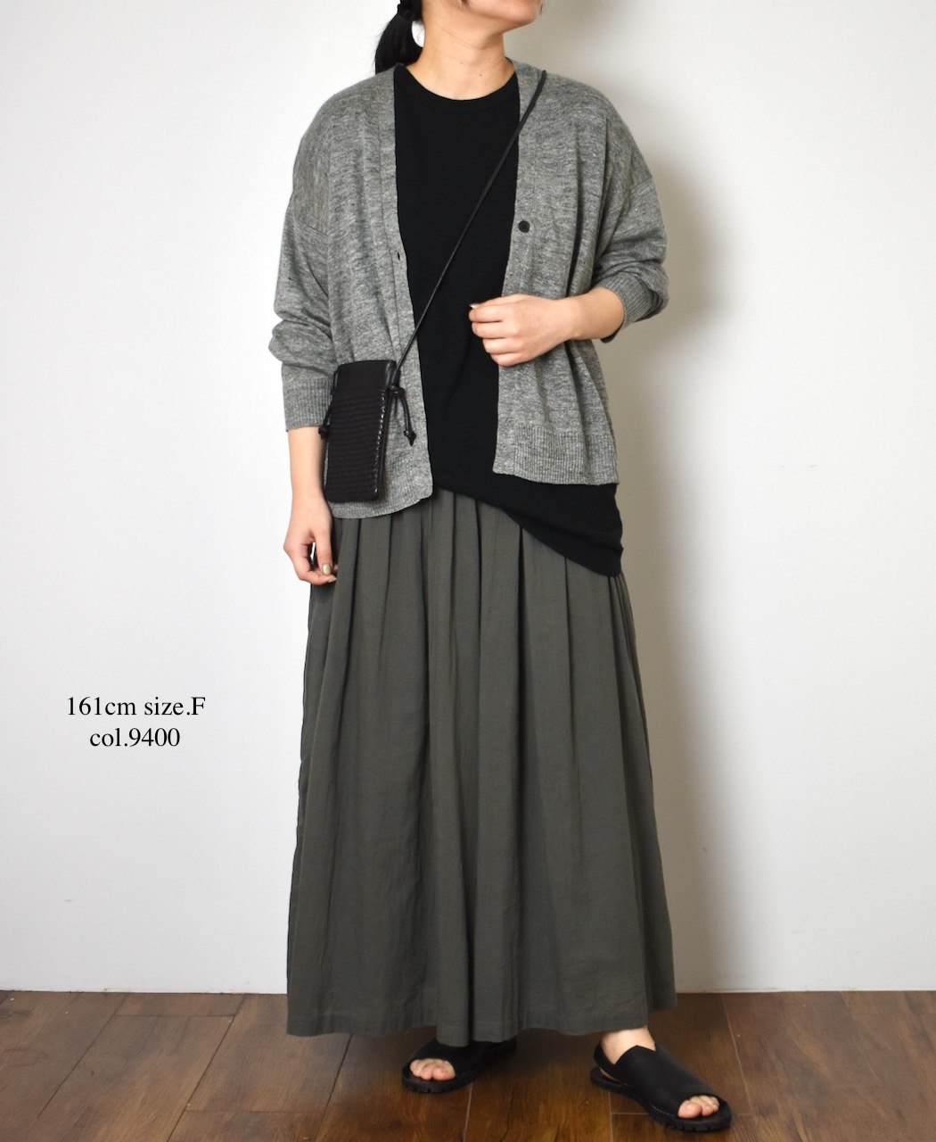 GNSL23302 (ニット) 12GG 1PLY LINEN PLAIN V-NECK 1 BUTTON CARDIGAN