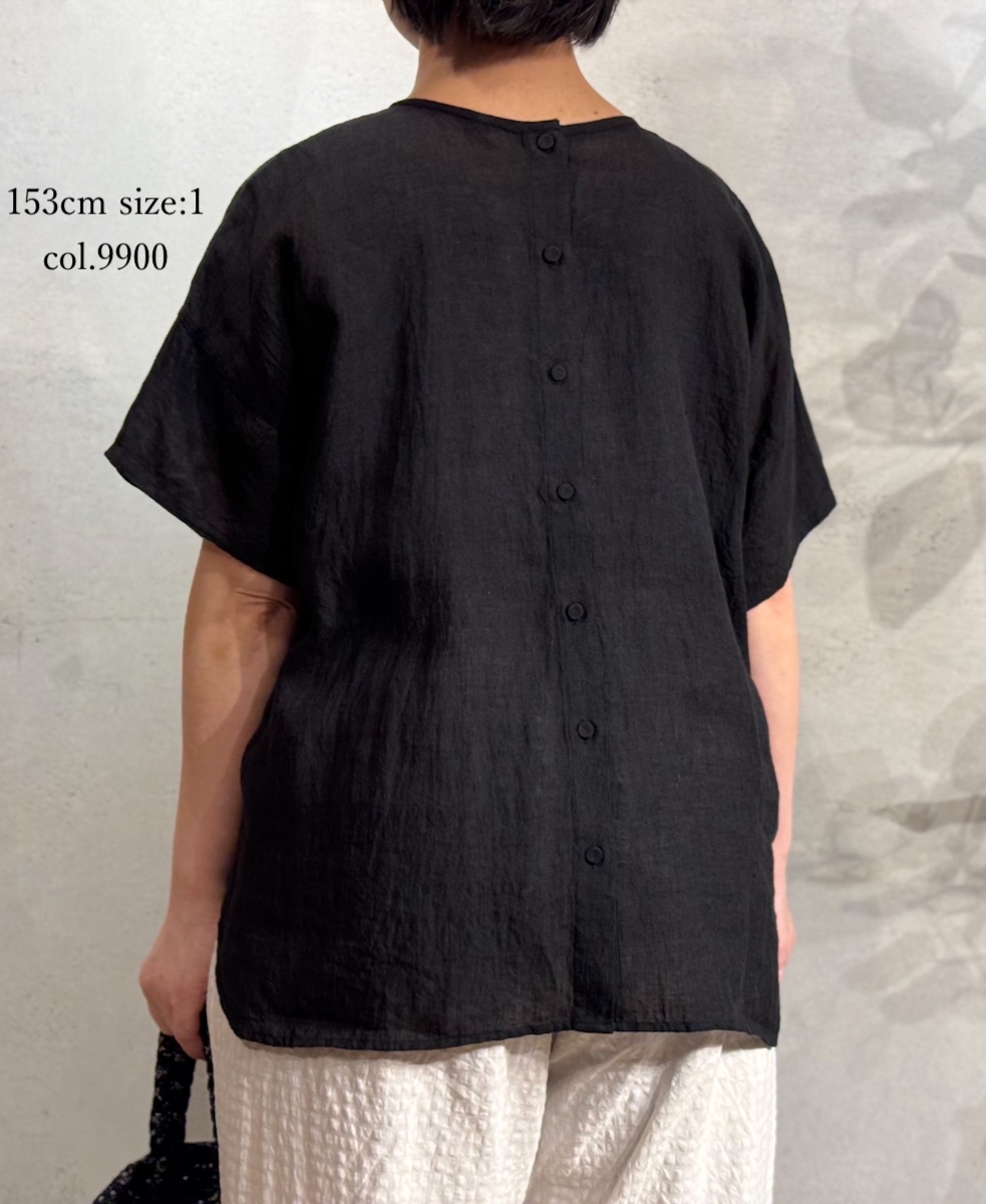NMDS25242(シャツ) 80s POWER LOOM LINEN PLAIN BACK OPENING CREW-NECK S/SL EMB SHIRT