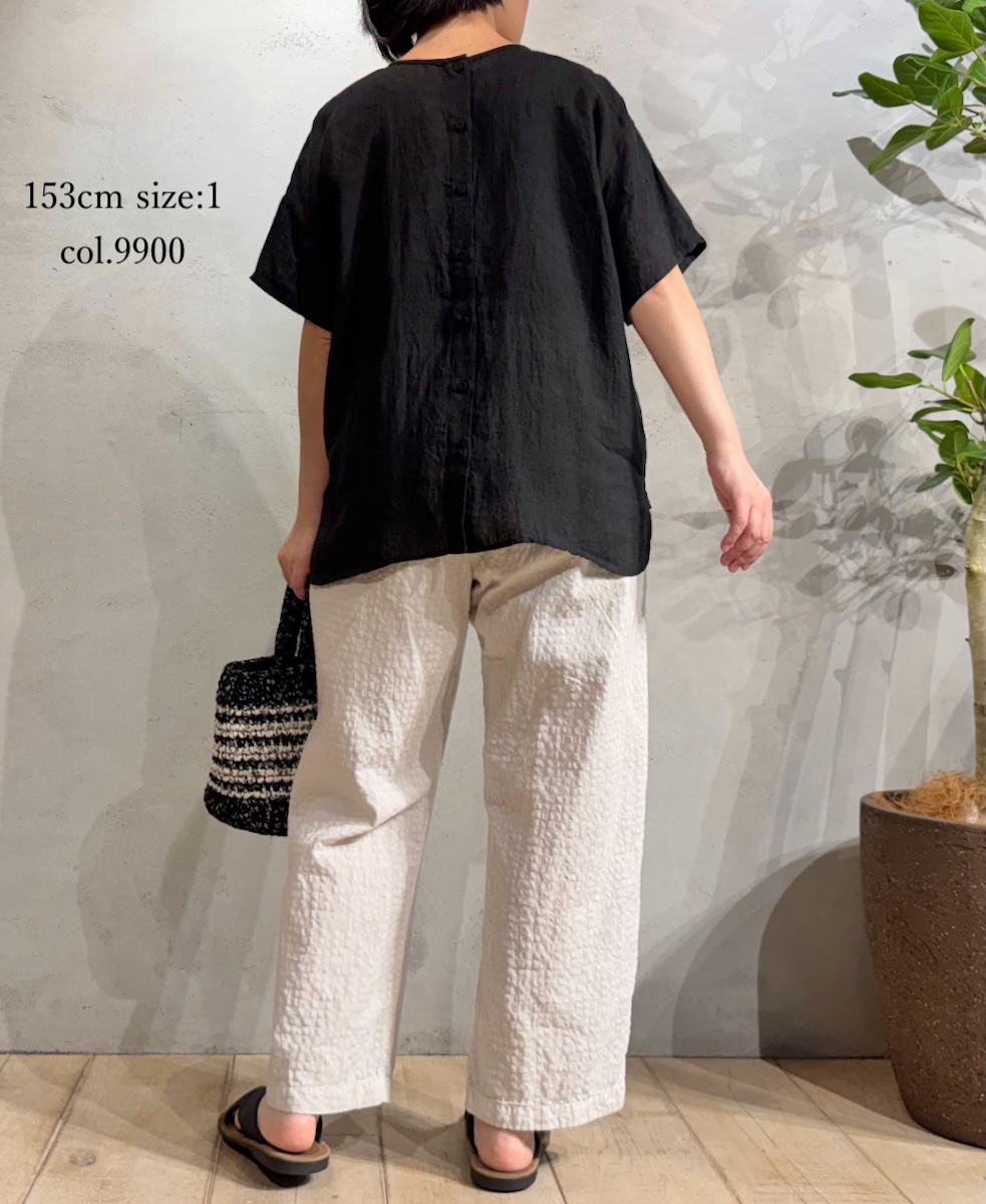 NMDS25242(シャツ) 80s POWER LOOM LINEN PLAIN BACK OPENING CREW-NECK S/SL EMB SHIRT