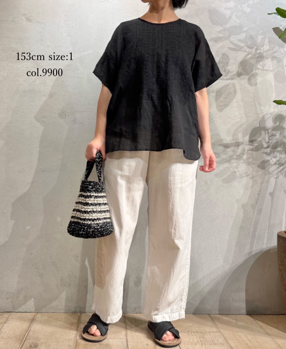 NMDS25242(シャツ) 80s POWER LOOM LINEN PLAIN BACK OPENING CREW-NECK S/SL EMB SHIRT