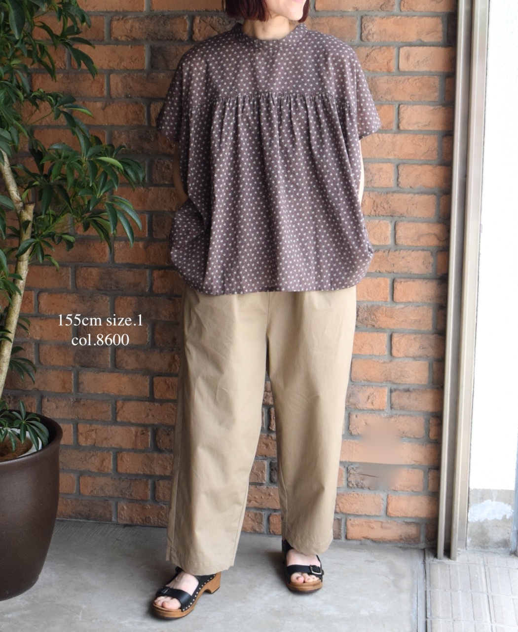 NSL25102(シャツ) 80s COTTON VOILE SMALL FLOWER PRINT BACK OPENING STAND COLLAR SHIRT