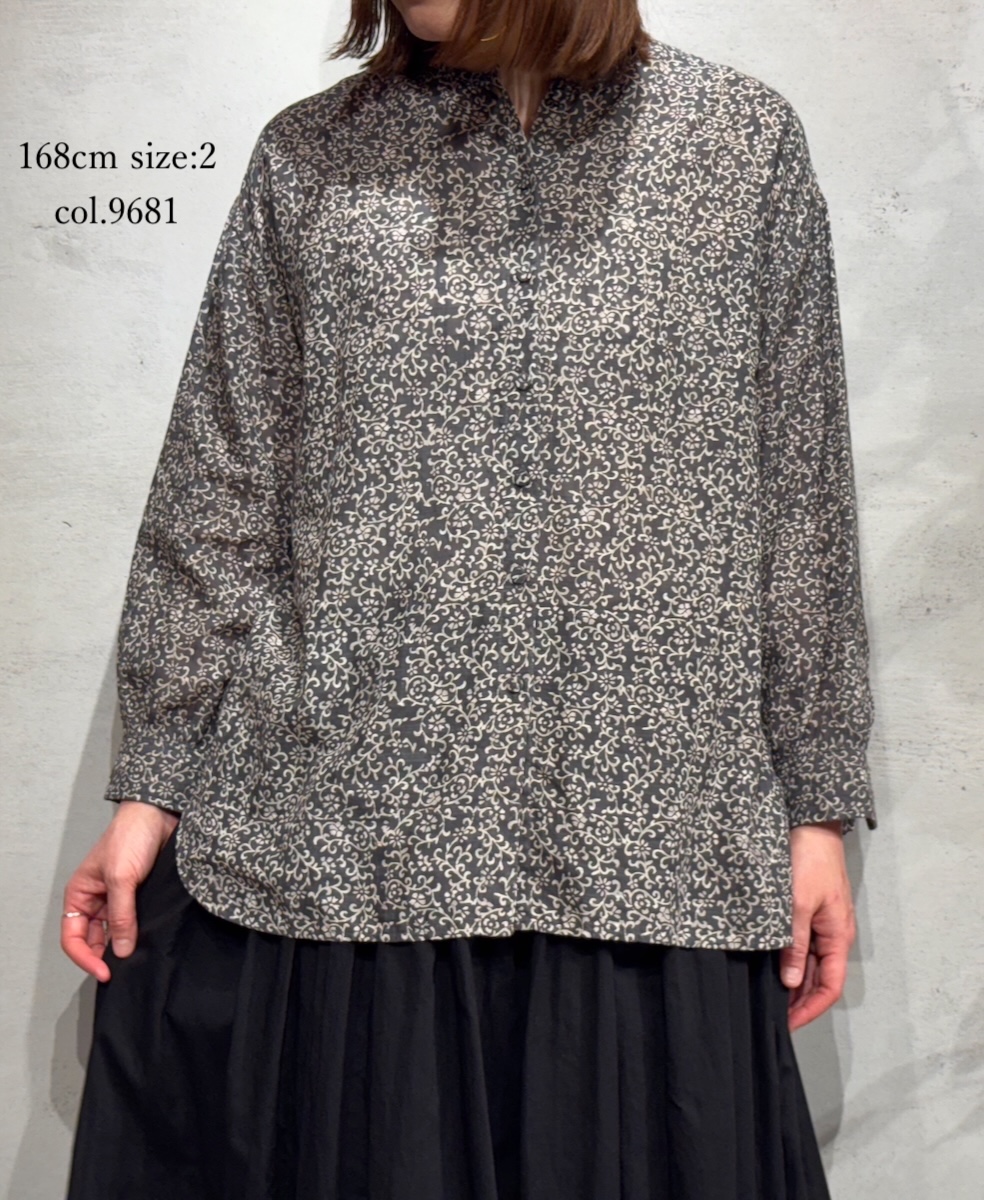 INMDS25091(シャツ) POWER LOOM COTTON DOBIE CHECK ARABESQUE SCREEN PRINT CREW-NECK SHIRT