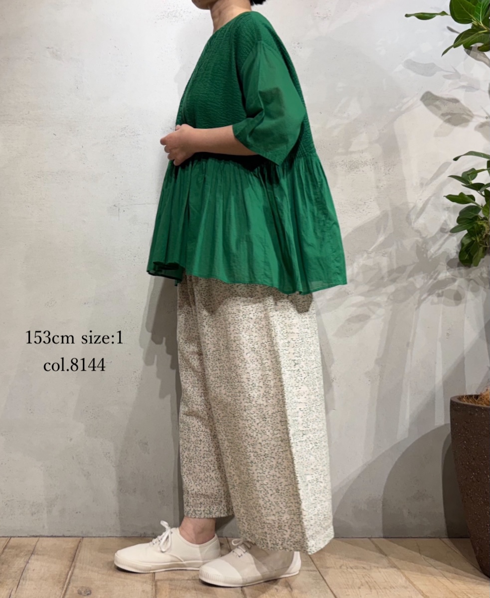 INMDS25095(パンツ) POWER LOOM COTTON DOBIE CHECK ARABESQUE SCREEN PRINT EASY PANTS