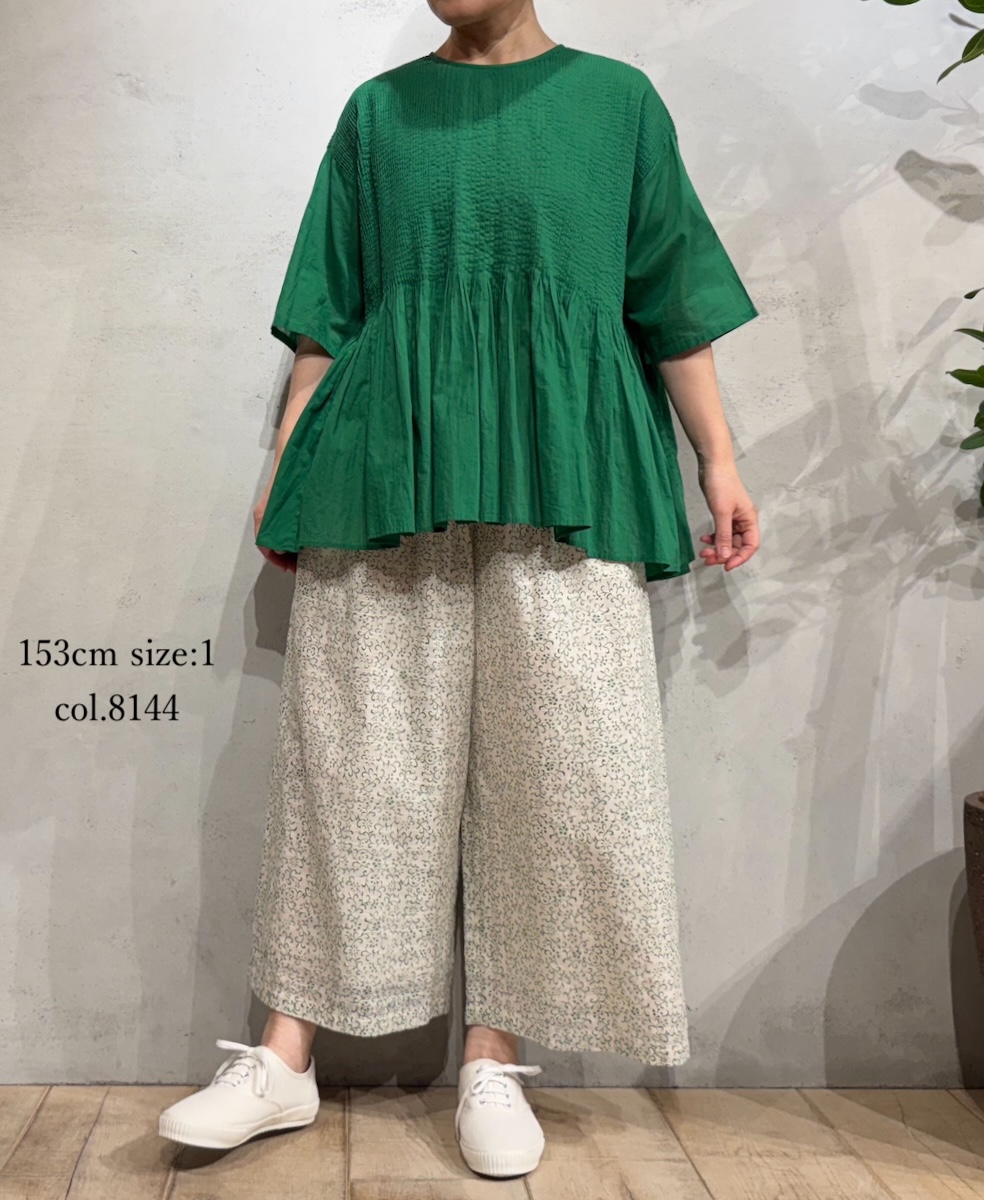 INMDS25095(パンツ) POWER LOOM COTTON DOBIE CHECK ARABESQUE SCREEN PRINT EASY PANTS