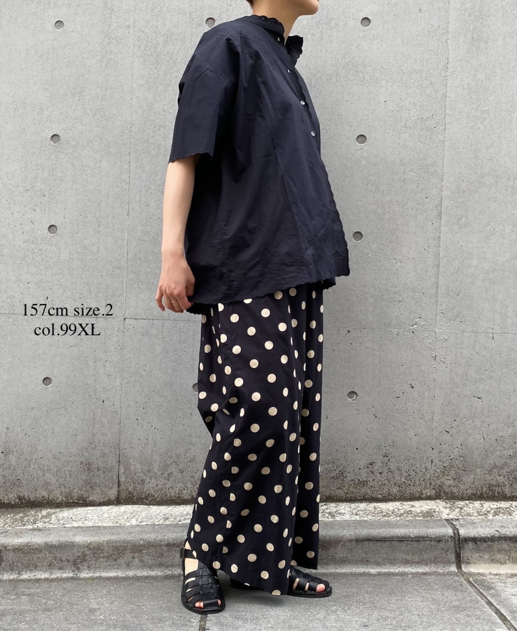 NSL22016 (パンツ) COTTON VOILE DOT PRINT WIDE EASY PANTS