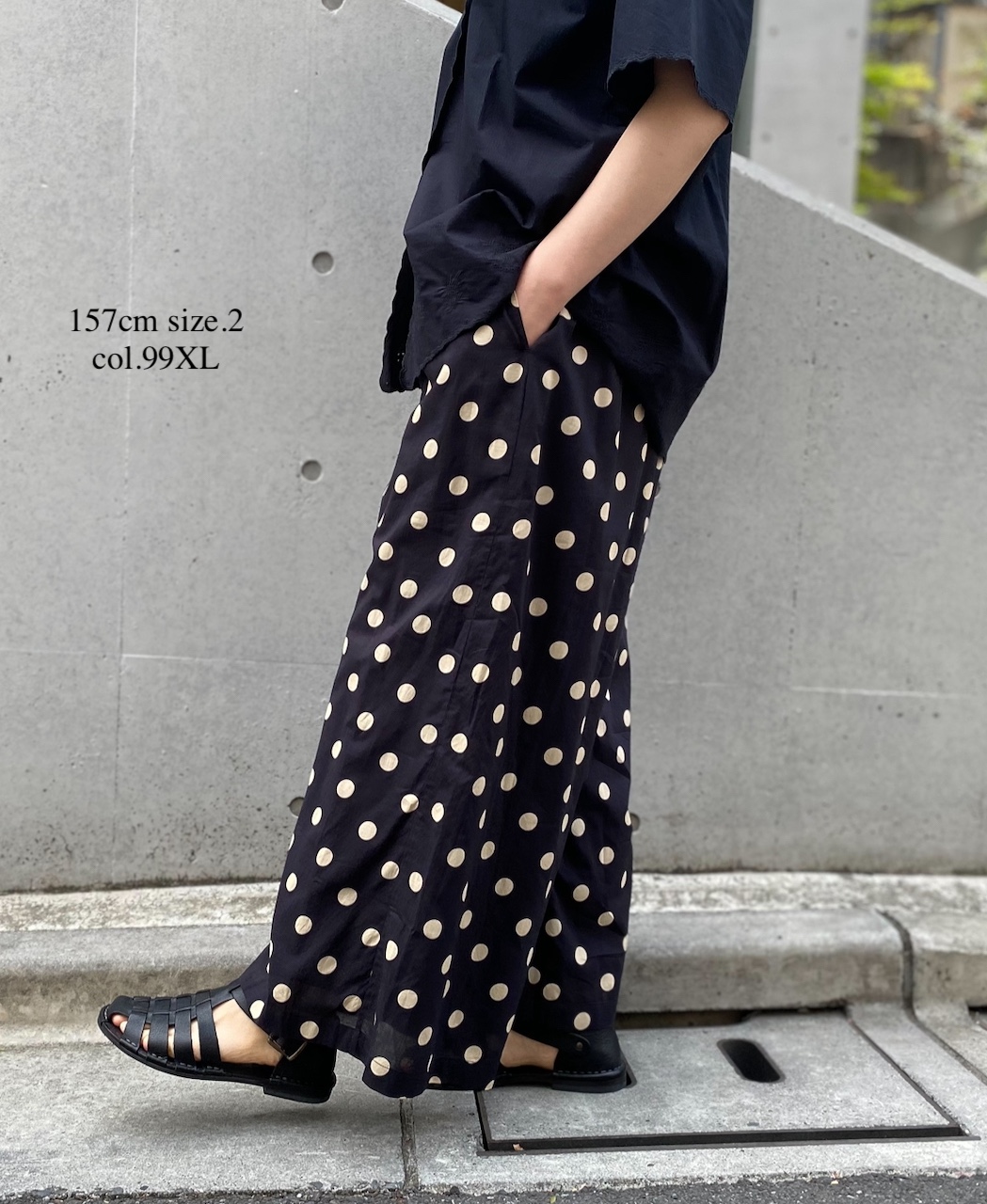 NSL22016 (パンツ) COTTON VOILE DOT PRINT WIDE EASY PANTS