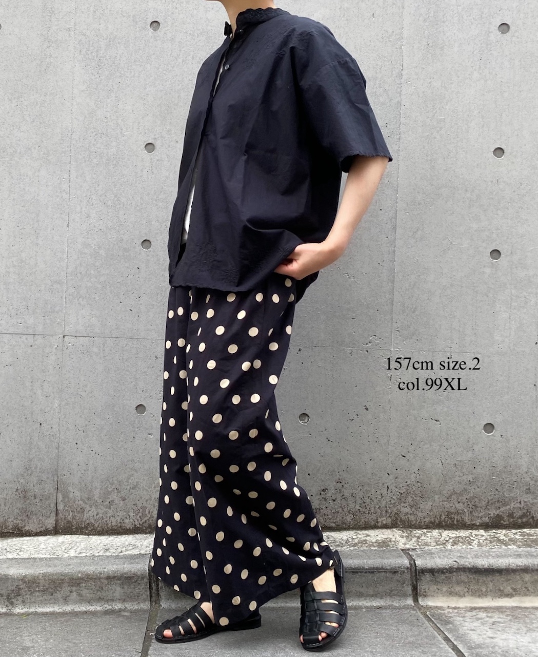 NSL22016 (パンツ) COTTON VOILE DOT PRINT WIDE EASY PANTS
