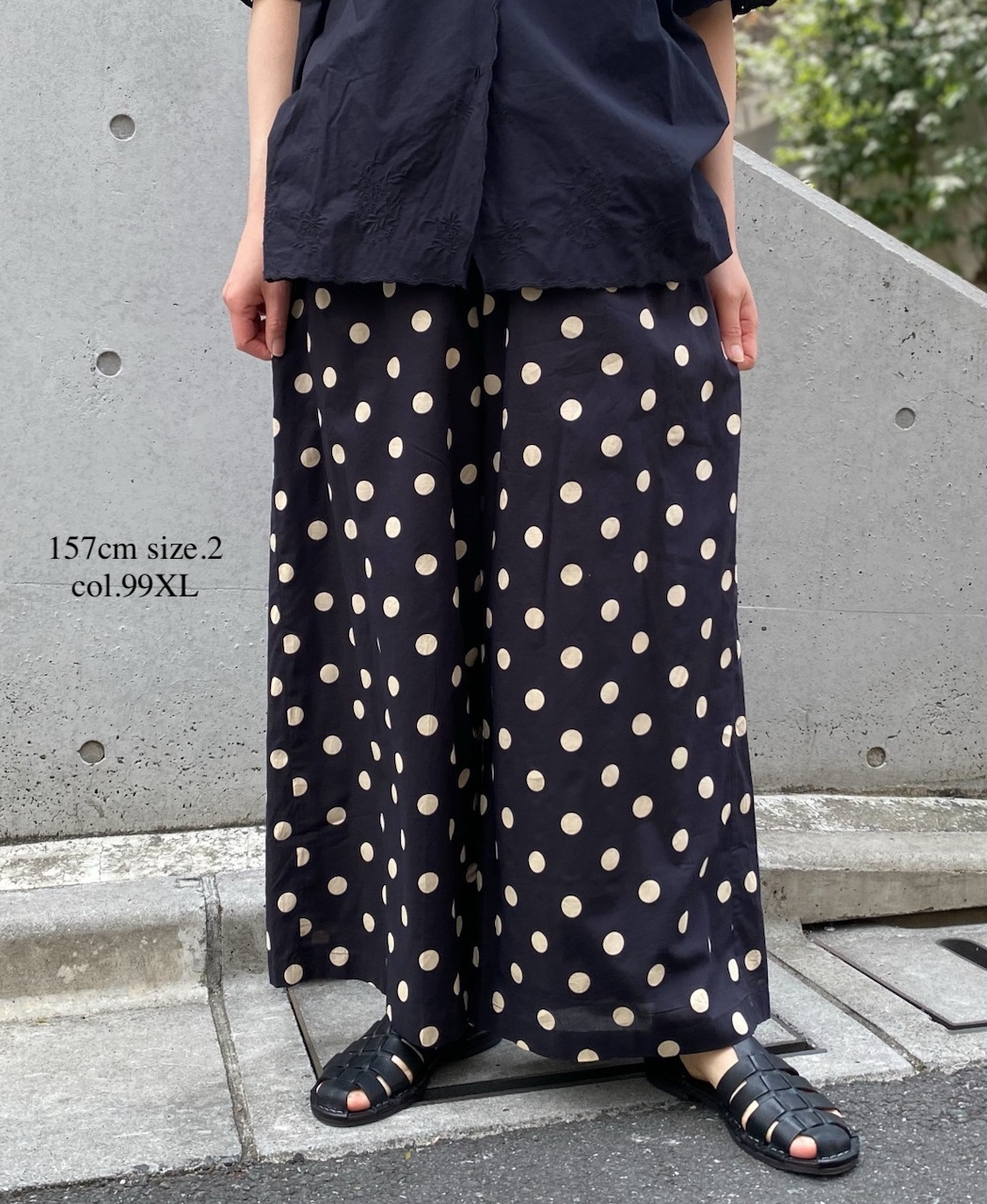 NSL22016 (パンツ) COTTON VOILE DOT PRINT WIDE EASY PANTS