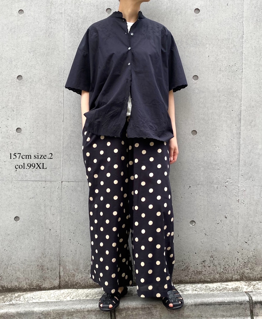NSL22016 (パンツ) COTTON VOILE DOT PRINT WIDE EASY PANTS
