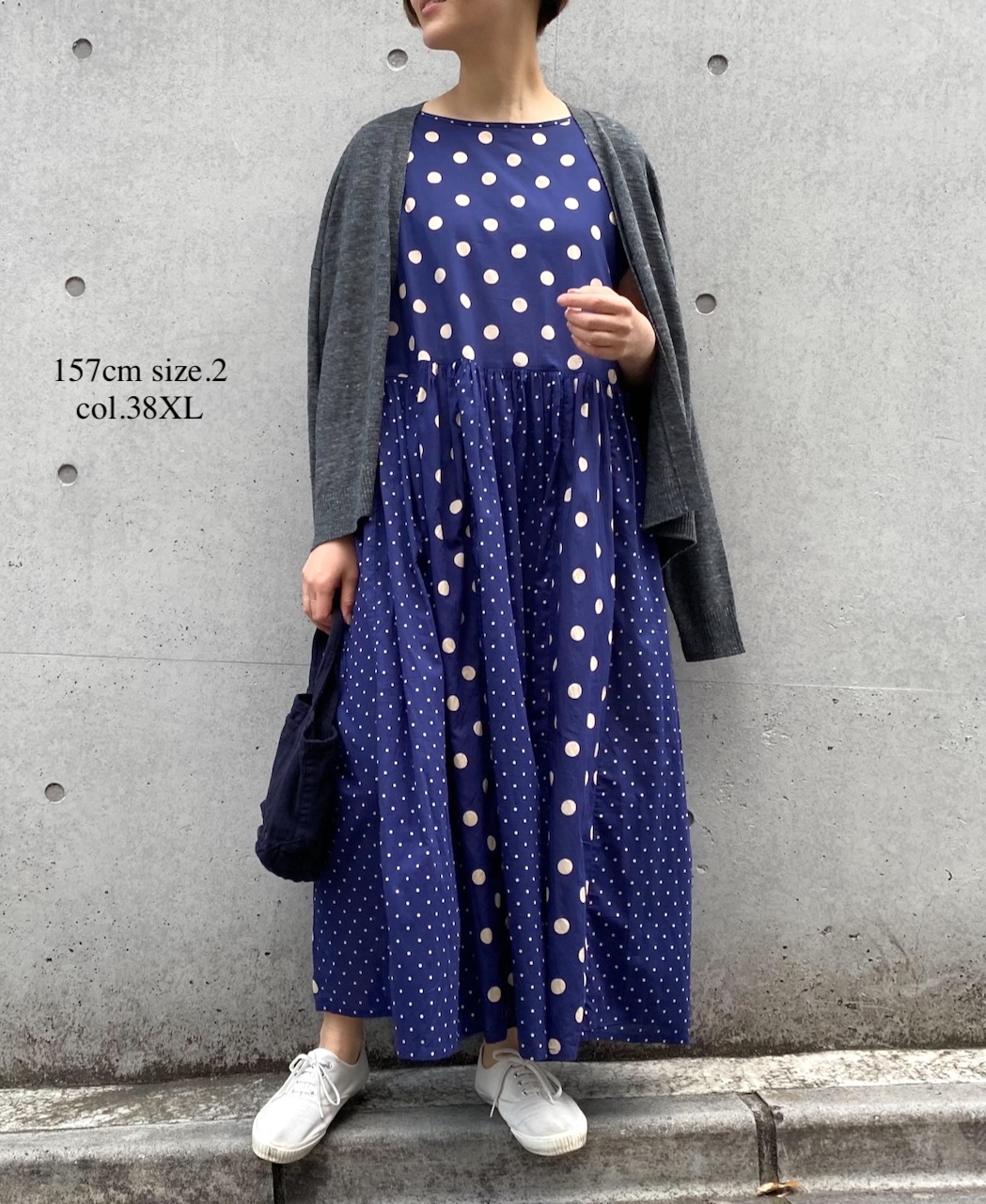 NSL25016(ワンピース) 80s COTTON VOILE DOT PRINT(PATCHWORK) BOAT NECK DRESS