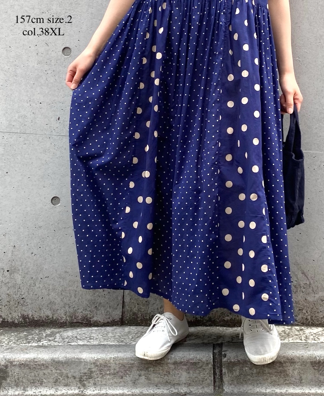 NSL25016(ワンピース) 80s COTTON VOILE DOT PRINT(PATCHWORK) BOAT NECK DRESS