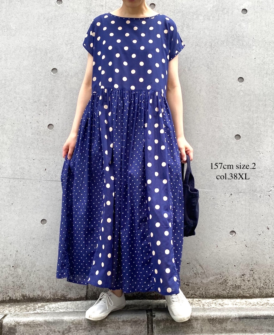 NSL25016(ワンピース) 80s COTTON VOILE DOT PRINT(PATCHWORK) BOAT NECK DRESS