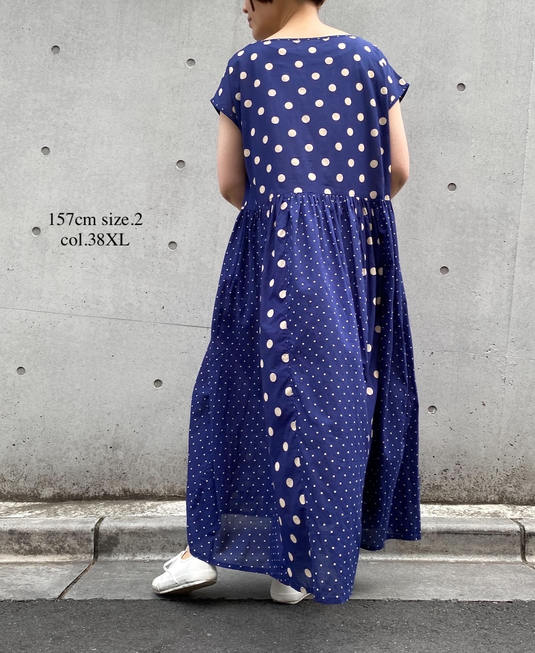 NSL25016(ワンピース) 80s COTTON VOILE DOT PRINT(PATCHWORK) BOAT NECK DRESS