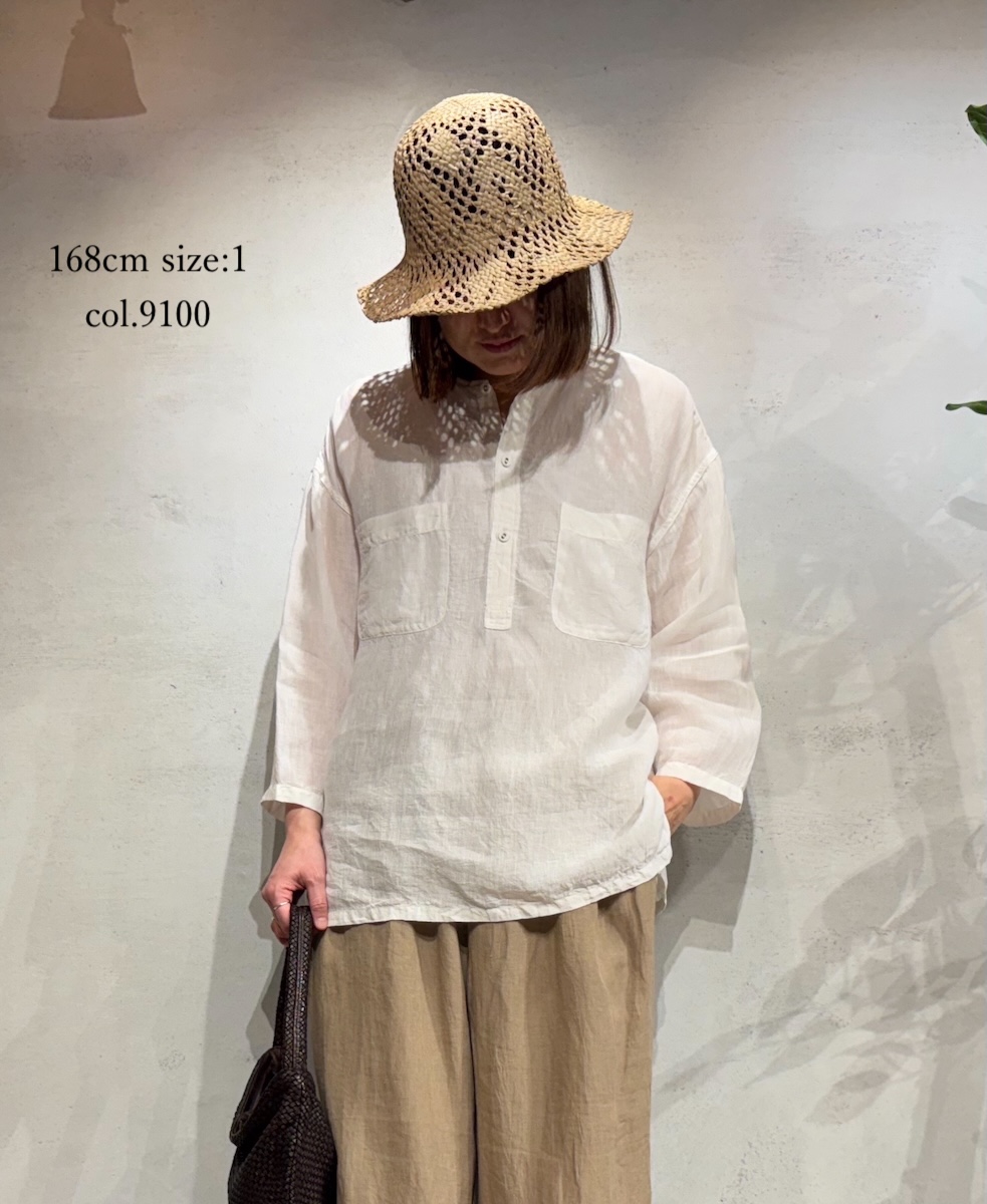 IMDSH2502HLD(シャツ) HANDWOVEN LINEN PLAIN(OVERDYE) MDS 3/4SL PULLOVER SHIRT
