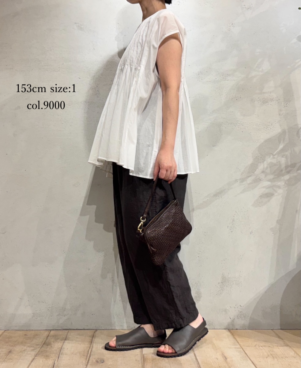 NMDS25222(シャツ) 80s ORGANIC VOILE PLAIN CREW-NECK F/SLEEVE SHIRT WITH INVERTED PLEAT