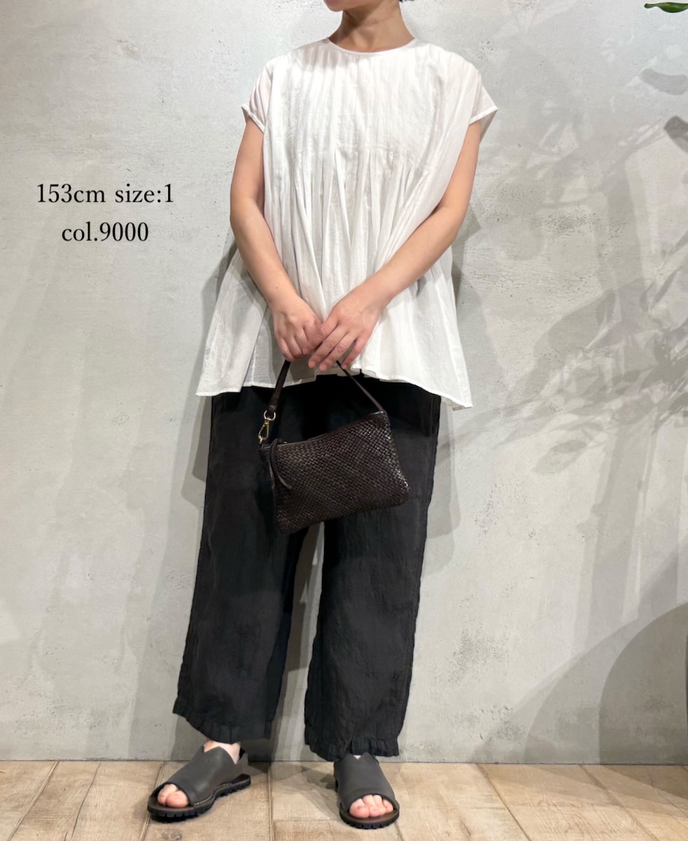 NMDS25222(シャツ) 80s ORGANIC VOILE PLAIN CREW-NECK F/SLEEVE SHIRT WITH INVERTED PLEAT