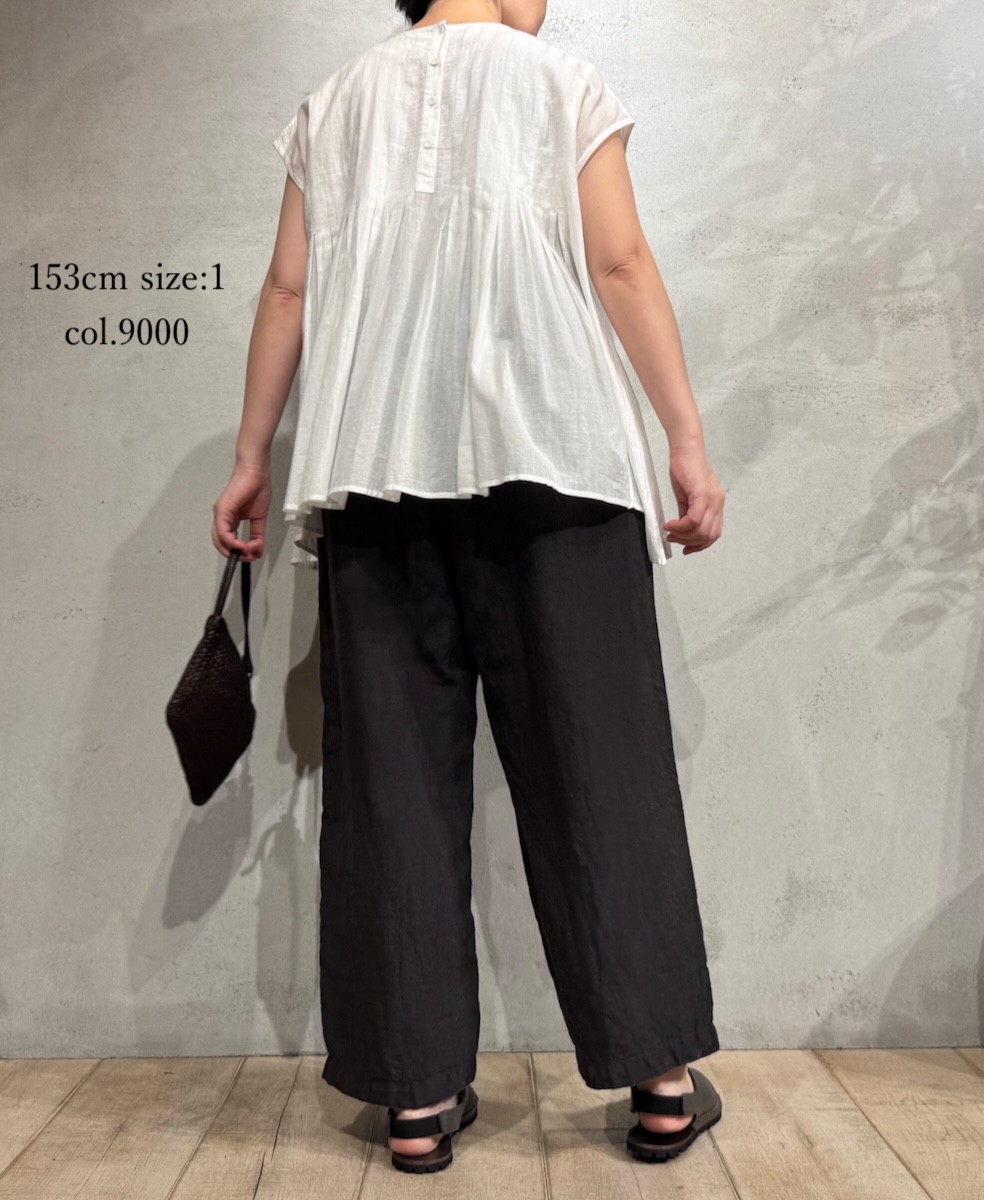NMDS25222(シャツ) 80s ORGANIC VOILE PLAIN CREW-NECK F/SLEEVE SHIRT WITH INVERTED PLEAT