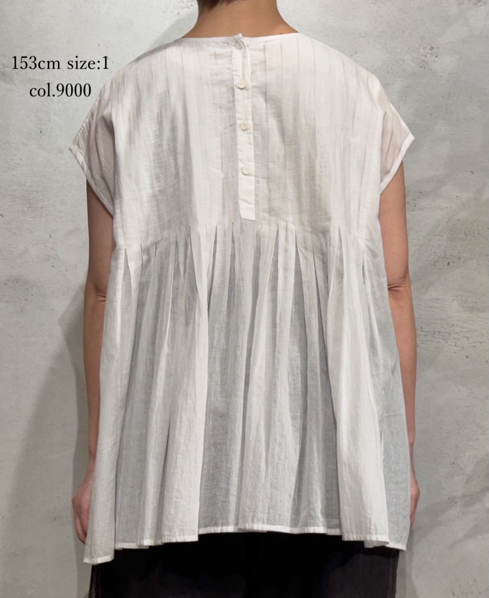 NMDS25222(シャツ) 80s ORGANIC VOILE PLAIN CREW-NECK F/SLEEVE SHIRT WITH INVERTED PLEAT