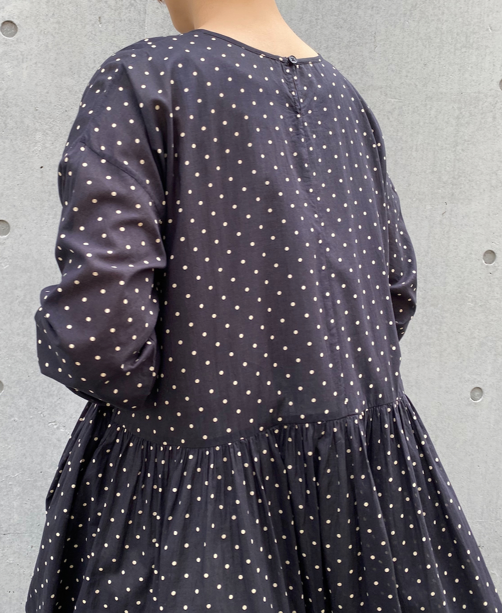 NSL25011(ワンピース)80sCOTTON VOILE DOT PRINT CREW-NECK PULLOVER DRESS
