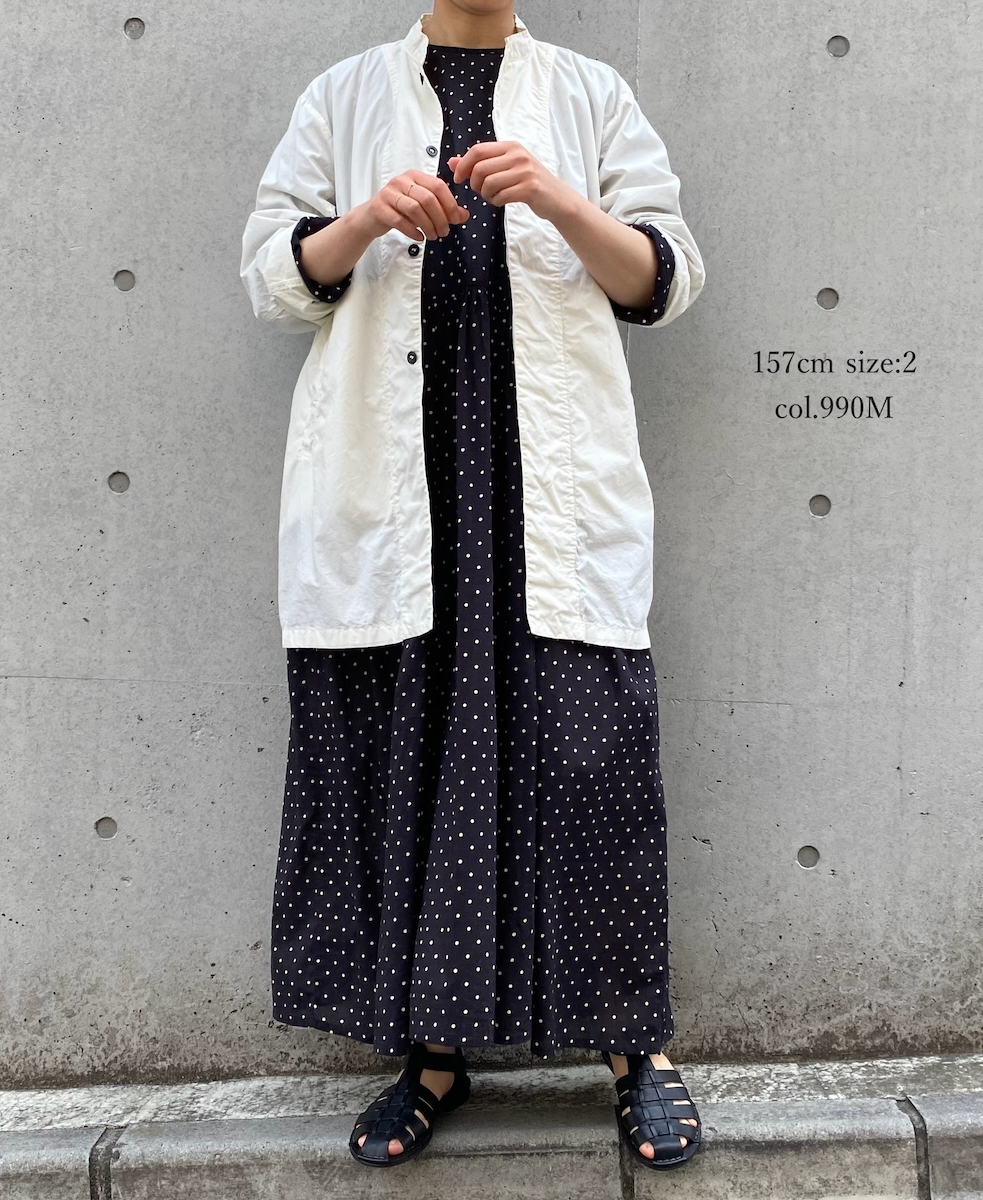 NSL25011(ワンピース)80sCOTTON VOILE DOT PRINT CREW-NECK PULLOVER DRESS
