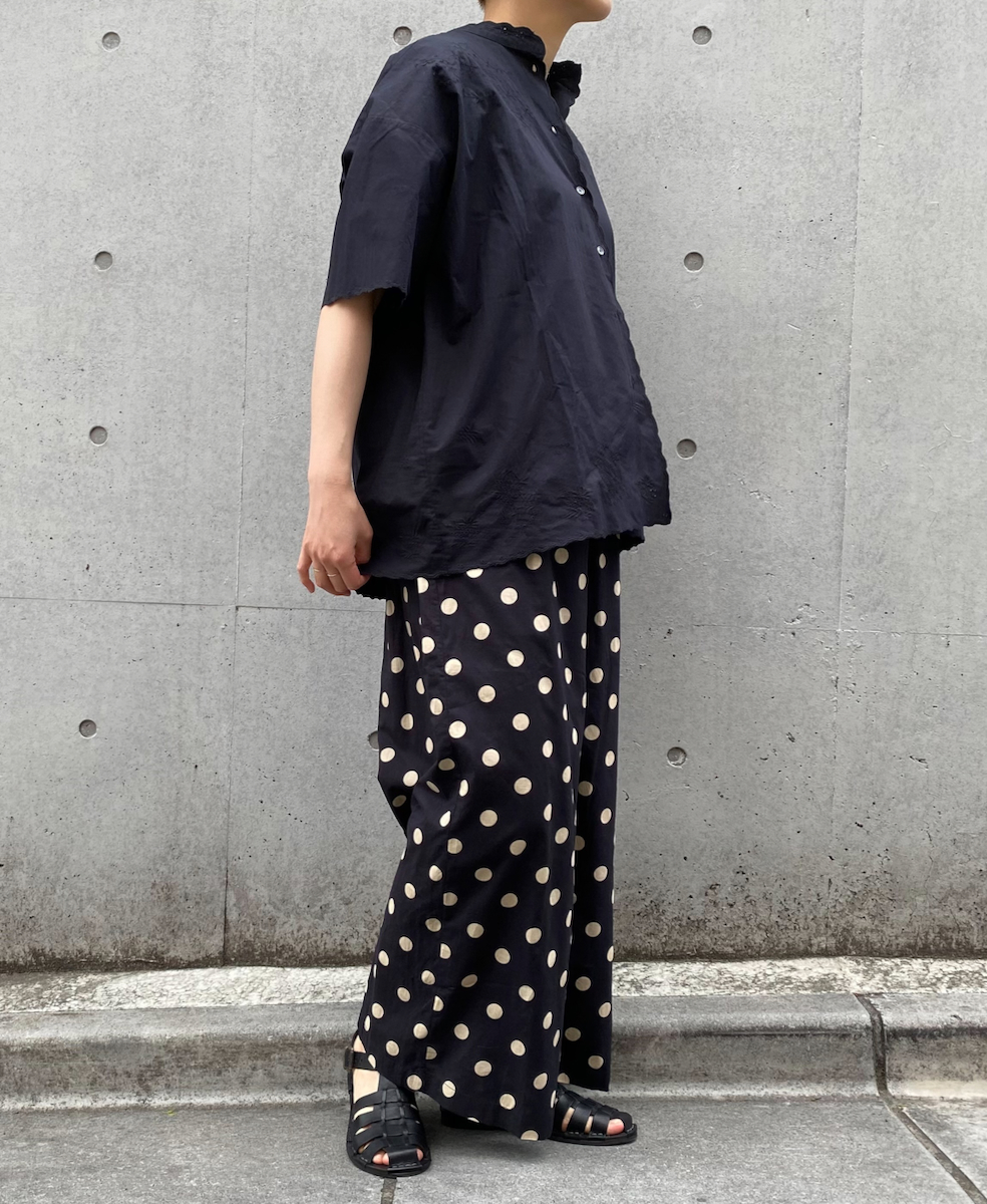 INSL25231(シャツ) 60s POPLIN PLAIN WITH CUT WORK EMBROIDERY MAO COLLAR S/SL SHIRT