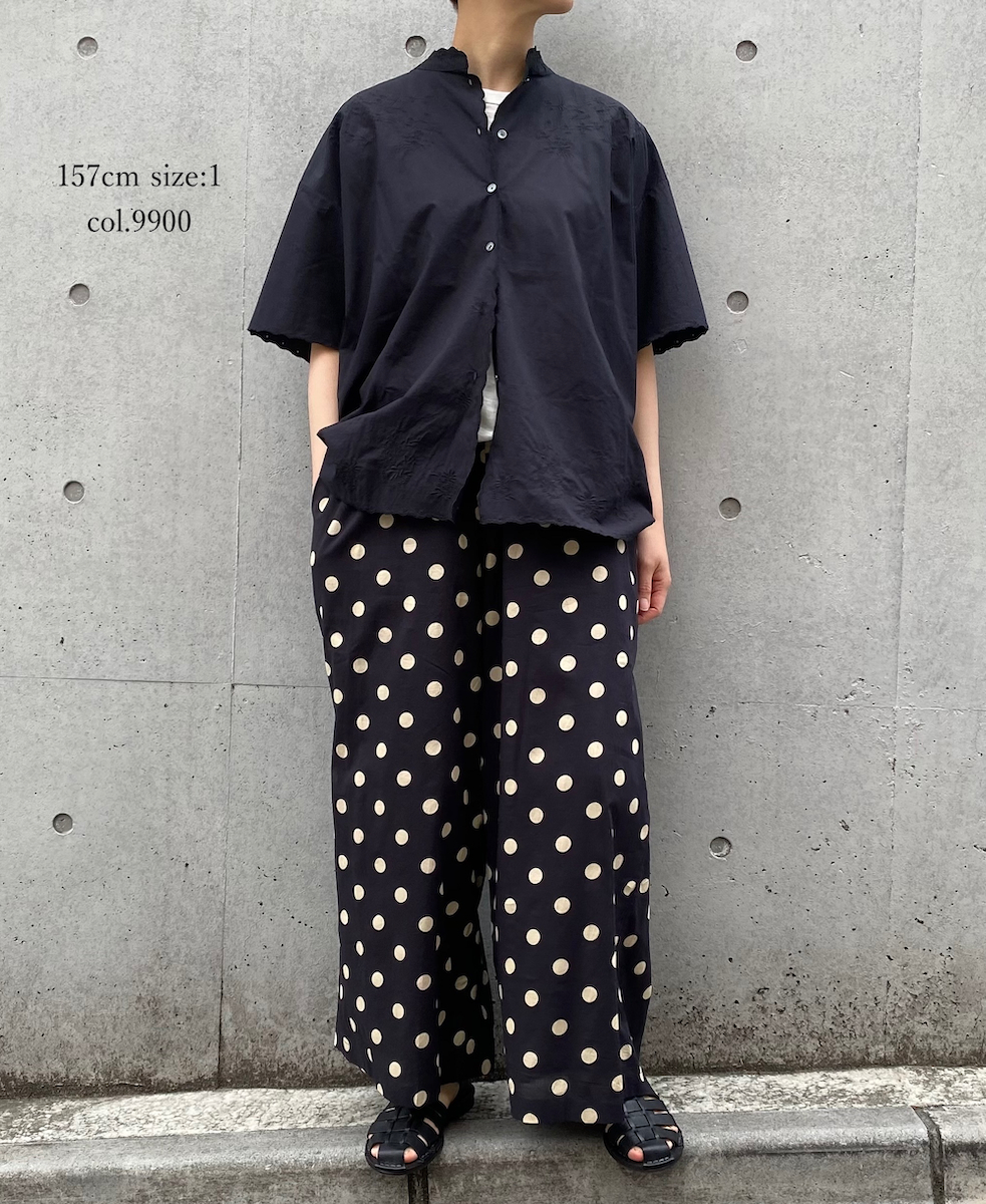 INSL25231(シャツ) 60s POPLIN PLAIN WITH CUT WORK EMBROIDERY MAO COLLAR S/SL SHIRT
