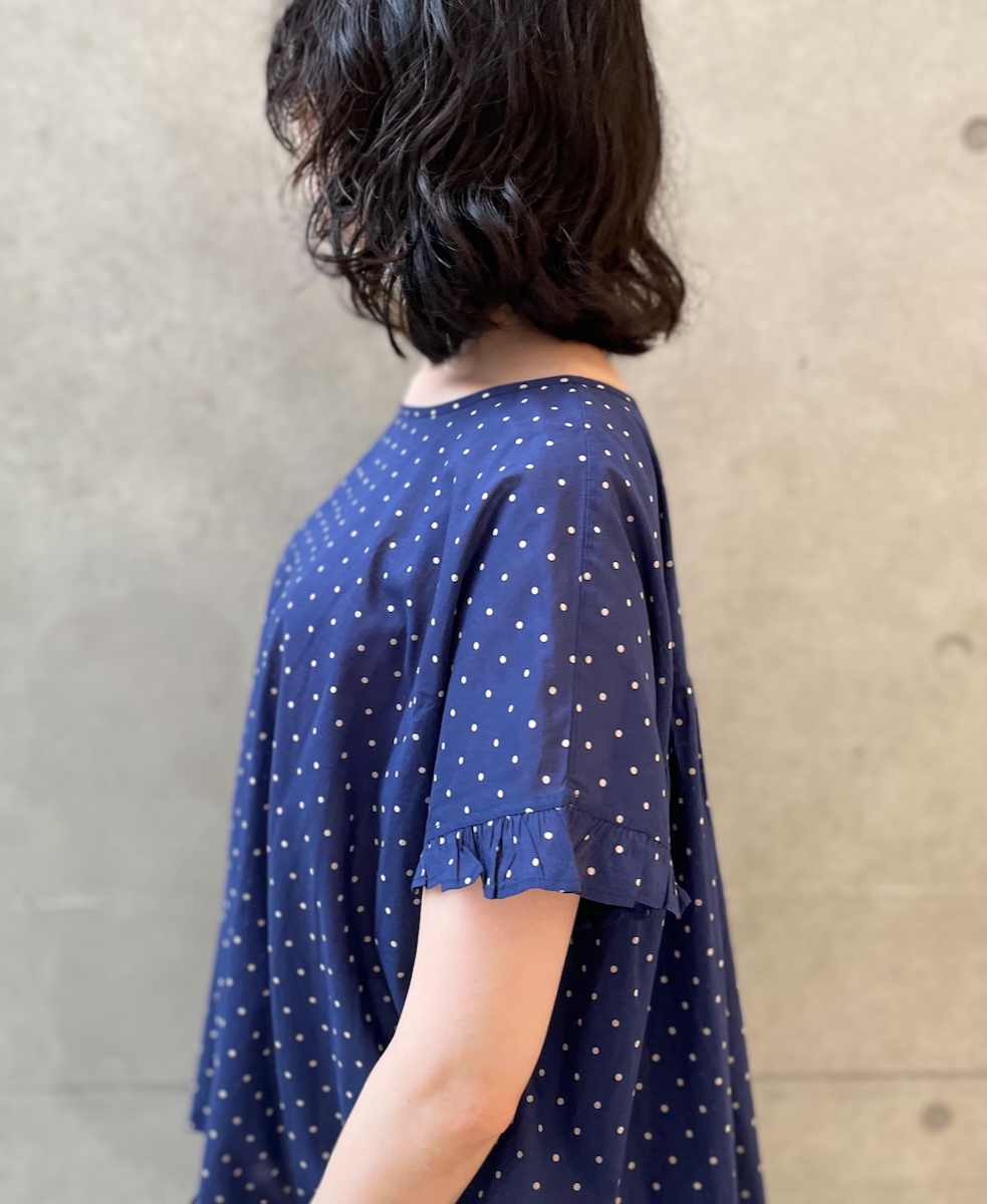 NSL24012 (ブラウス) 80s COTTON VOILE DOT PRINT GATHERED SMOCK