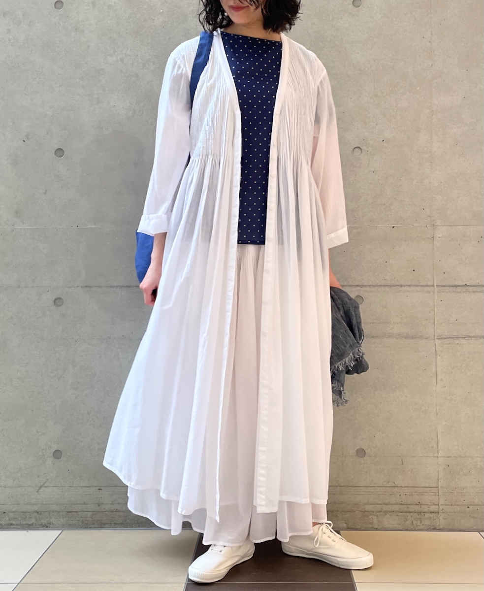 NSL24012 (ブラウス) 80s COTTON VOILE DOT PRINT GATHERED SMOCK