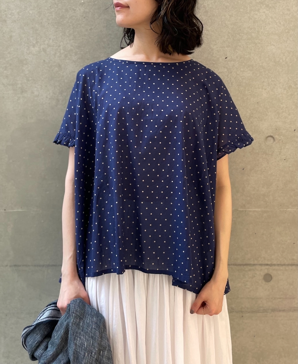 NSL24012 (ブラウス) 80s COTTON VOILE DOT PRINT GATHERED SMOCK
