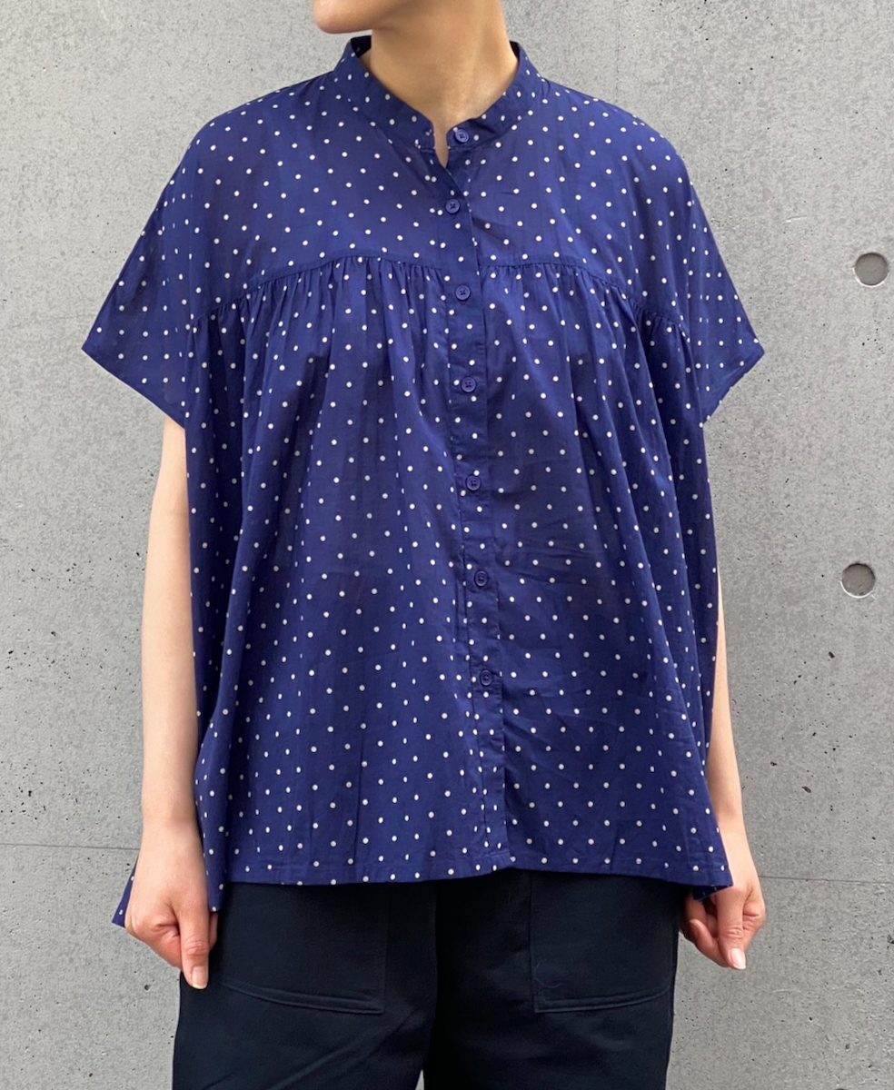 NSL24011 (シャツ) 80s COTTON VOILE DOT PRINT BANDED COLLAR FRENCH/SL SHIRT