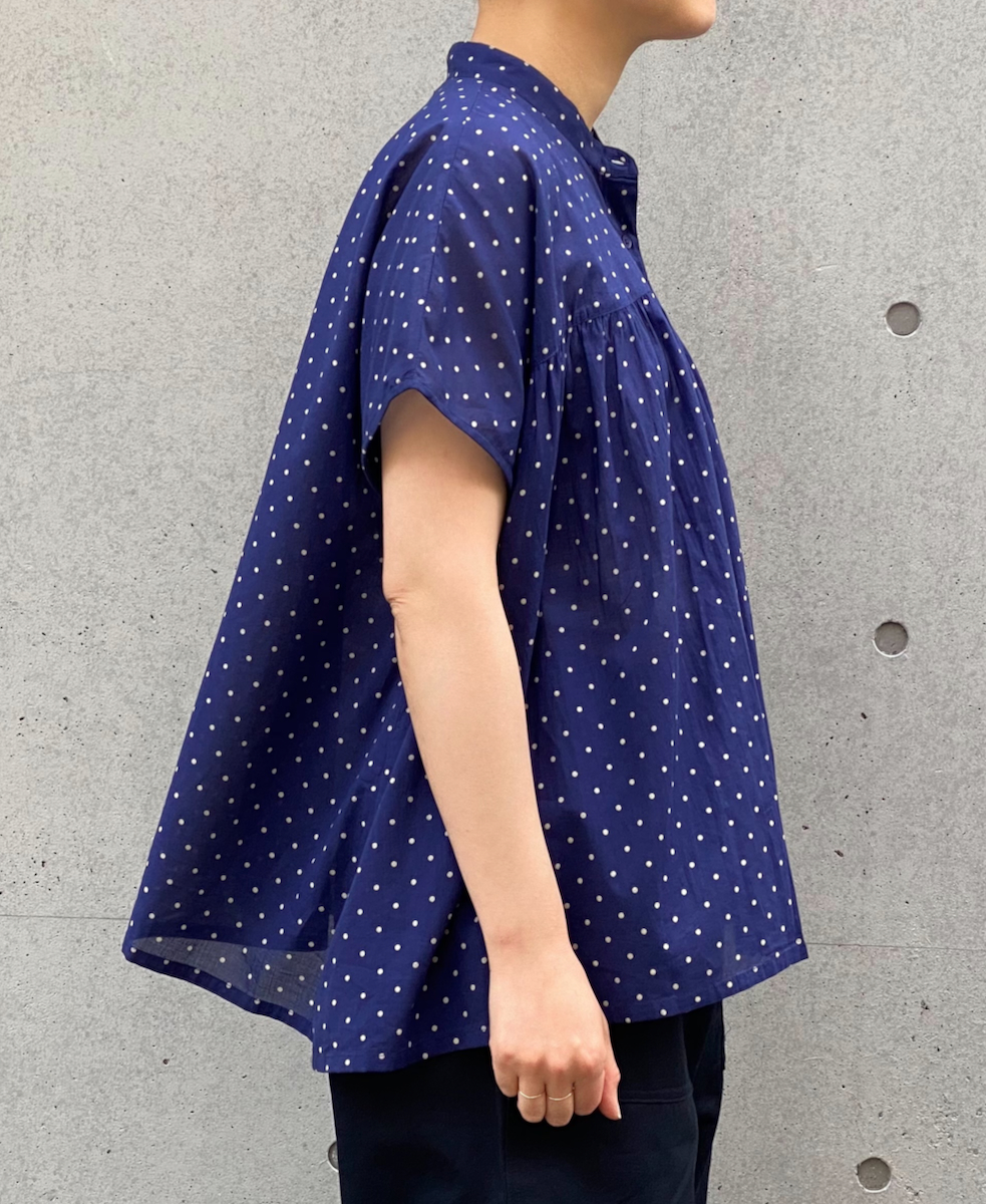 NSL24011 (シャツ) 80s COTTON VOILE DOT PRINT BANDED COLLAR FRENCH/SL SHIRT