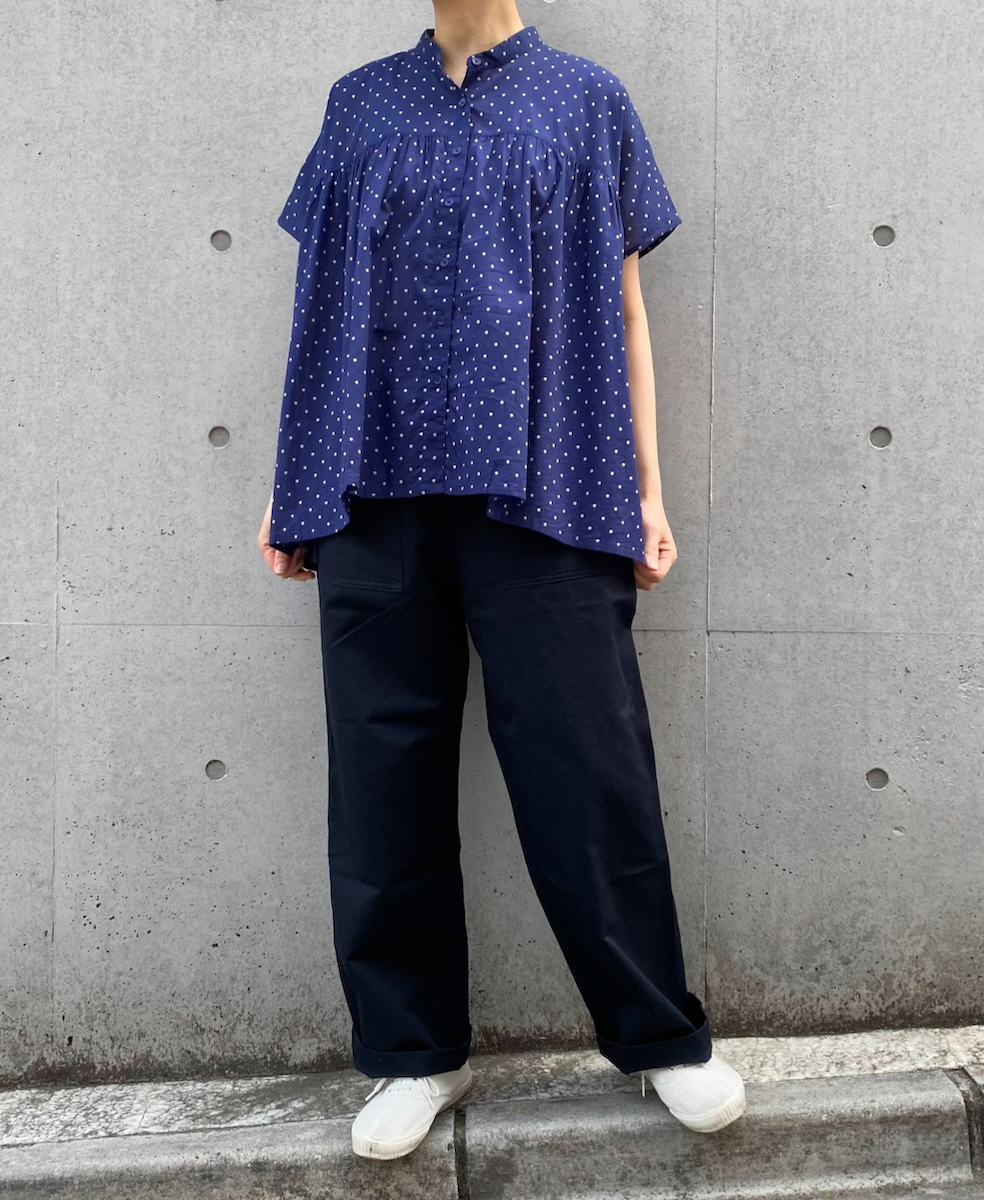 NSL24011 (シャツ) 80s COTTON VOILE DOT PRINT BANDED COLLAR FRENCH/SL SHIRT