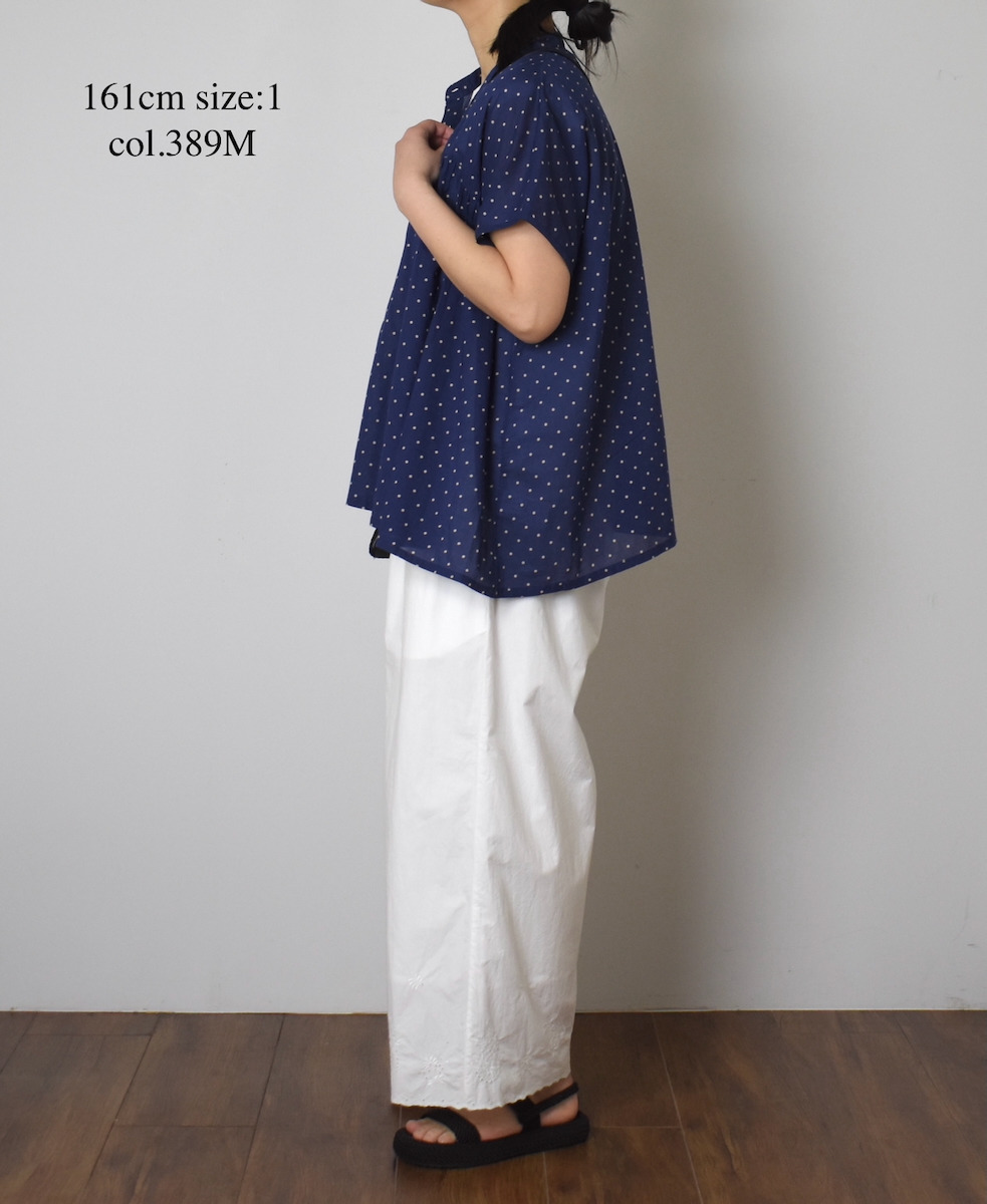 NSL24011 (シャツ) 80s COTTON VOILE DOT PRINT BANDED COLLAR FRENCH/SL SHIRT