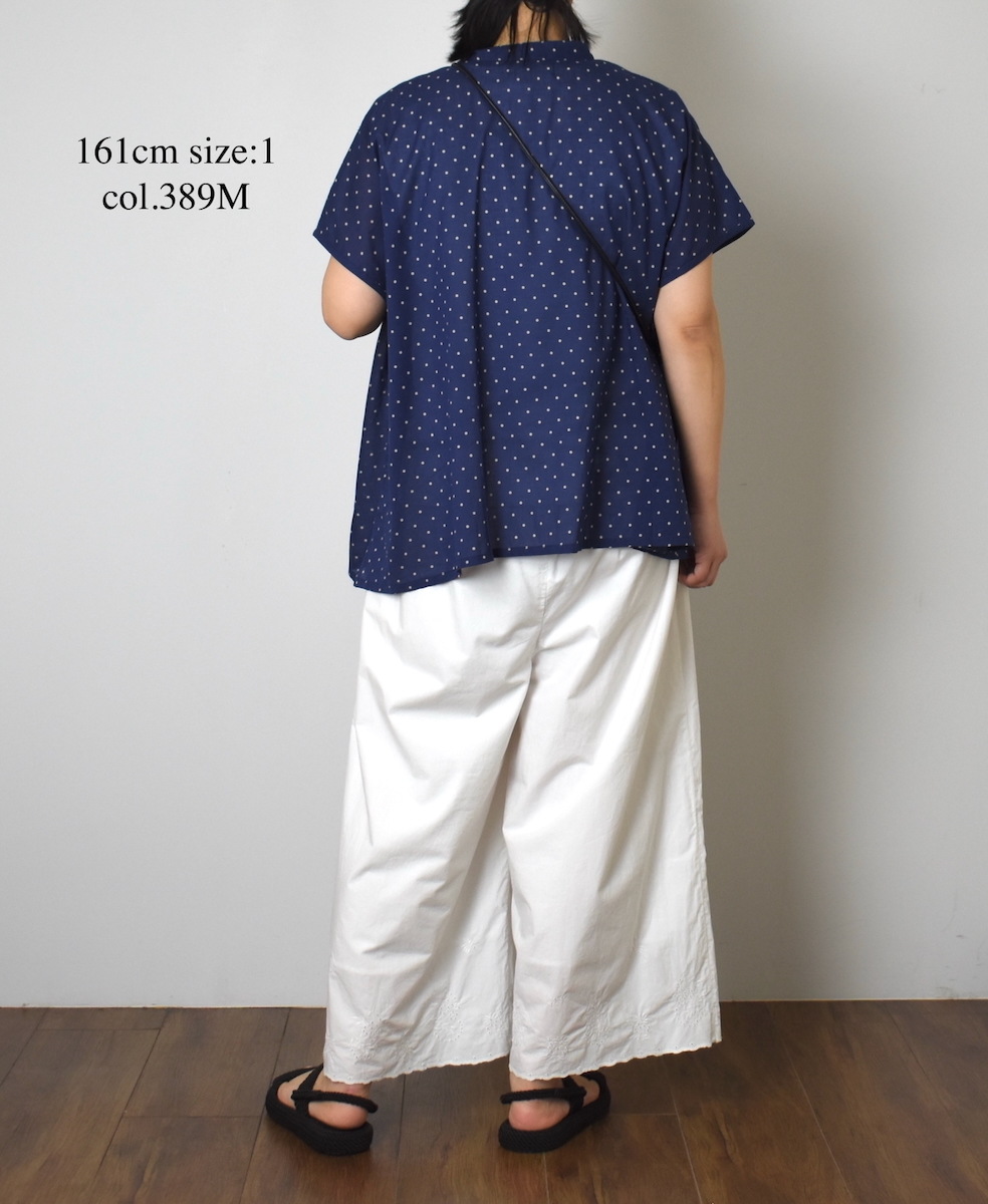 NSL24011 (シャツ) 80s COTTON VOILE DOT PRINT BANDED COLLAR FRENCH/SL SHIRT