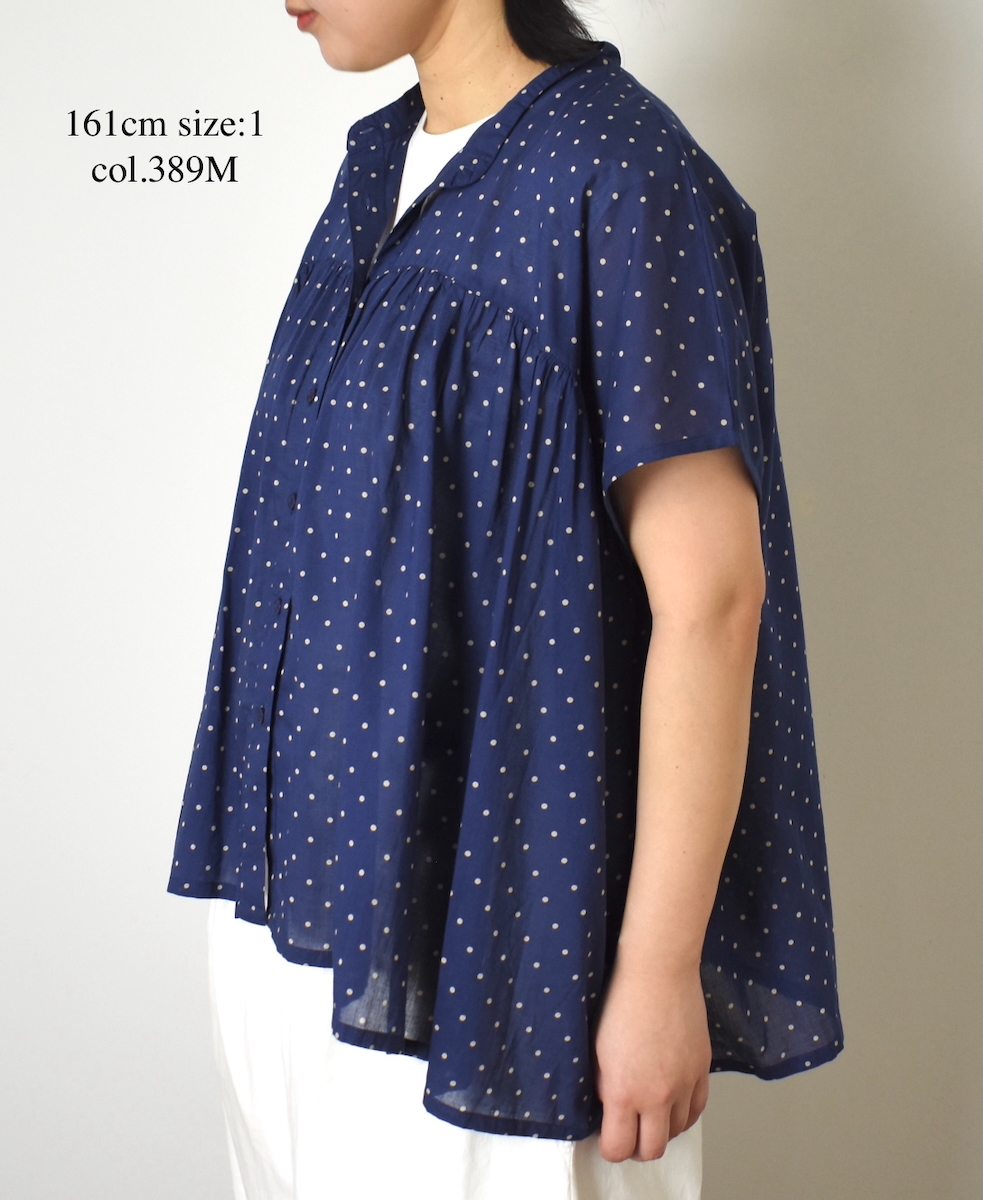 NSL24011 (シャツ) 80s COTTON VOILE DOT PRINT BANDED COLLAR FRENCH/SL SHIRT