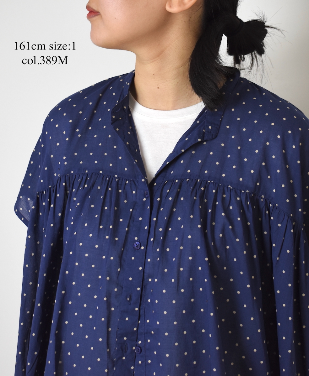NSL24011 (シャツ) 80s COTTON VOILE DOT PRINT BANDED COLLAR FRENCH/SL SHIRT